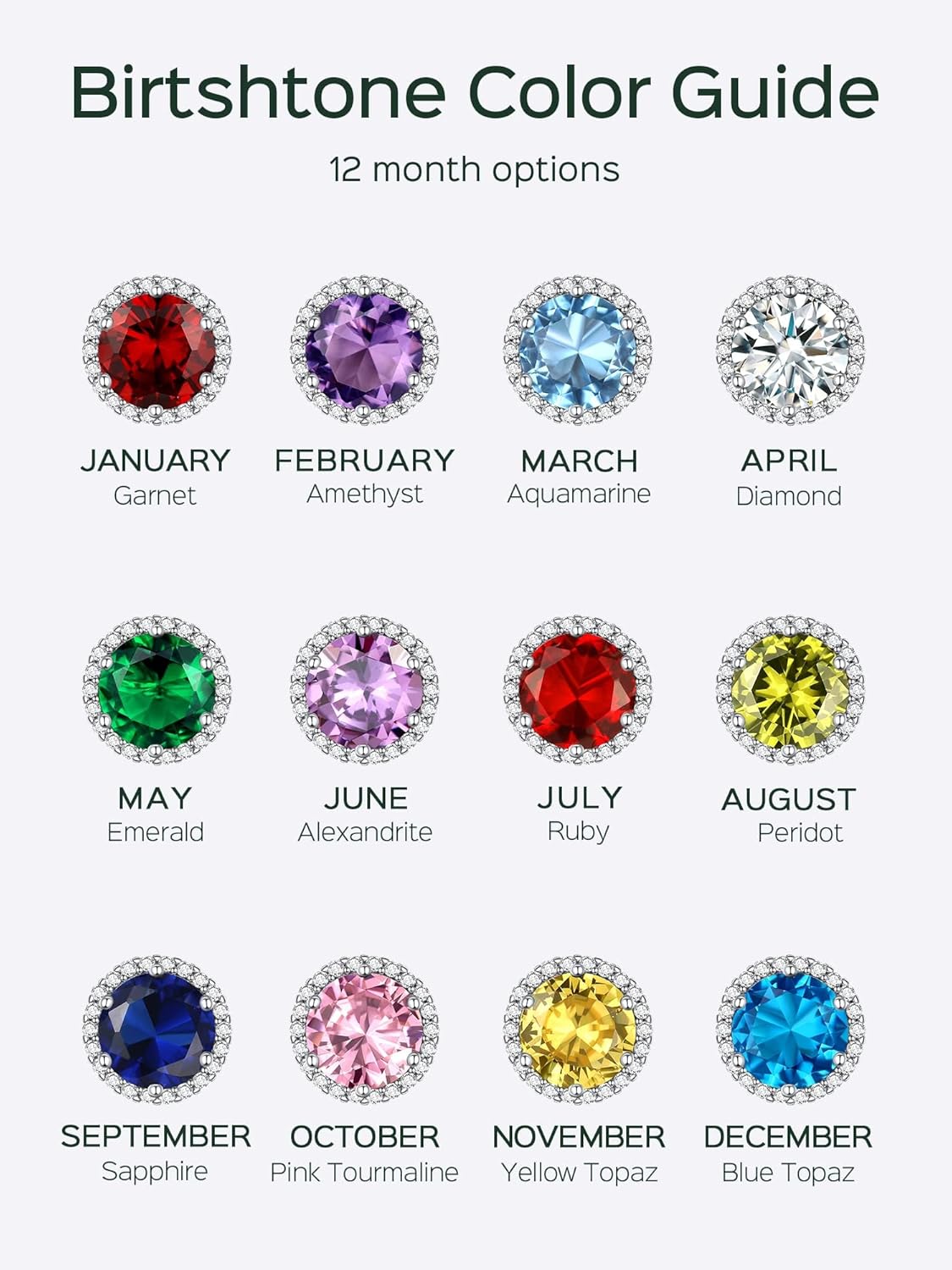 Round Cut Birthstone with Cubic Zirconia Necklace