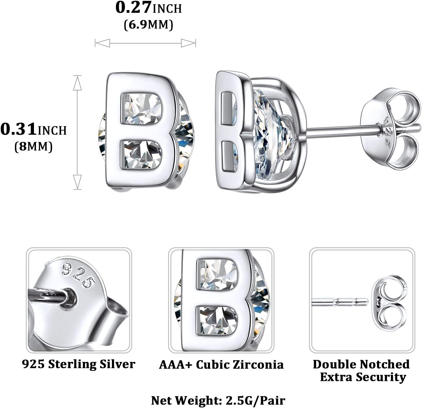 Dainty Initial & Cubic Zirconia Letter Stud Earrings