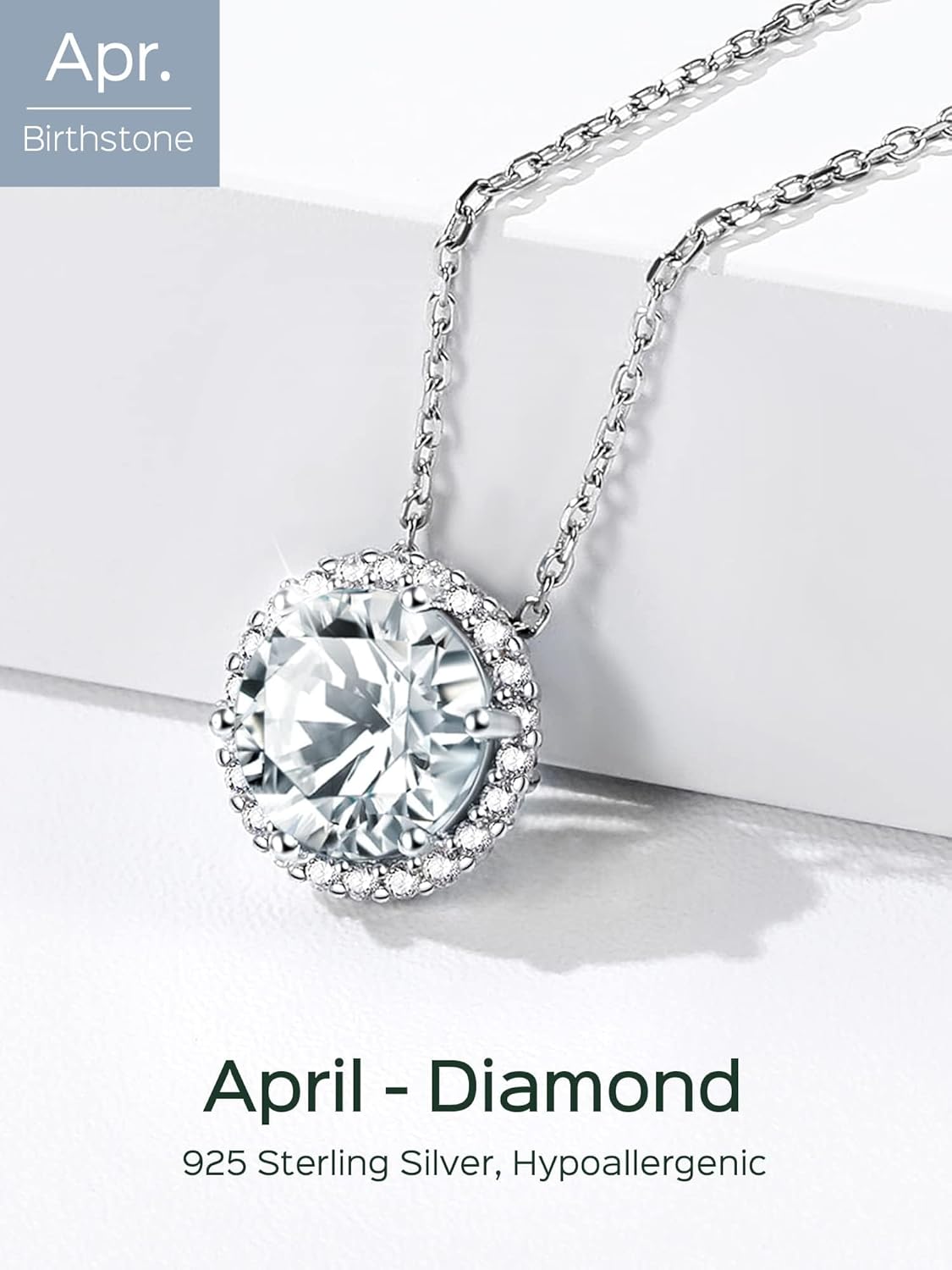 Round Cut Birthstone with Cubic Zirconia Necklace