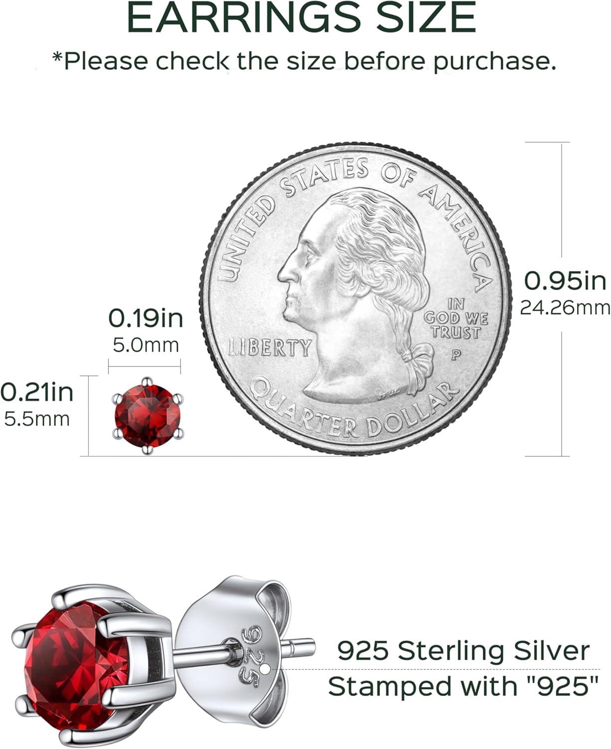 12 Months Sparkling Round Birthstone Halo Stud Earrings,  jan birthstone, Garnet Necklace, Capricorn Birthstone, Aquarius Birthstone, sterling silver earrings, gift idea