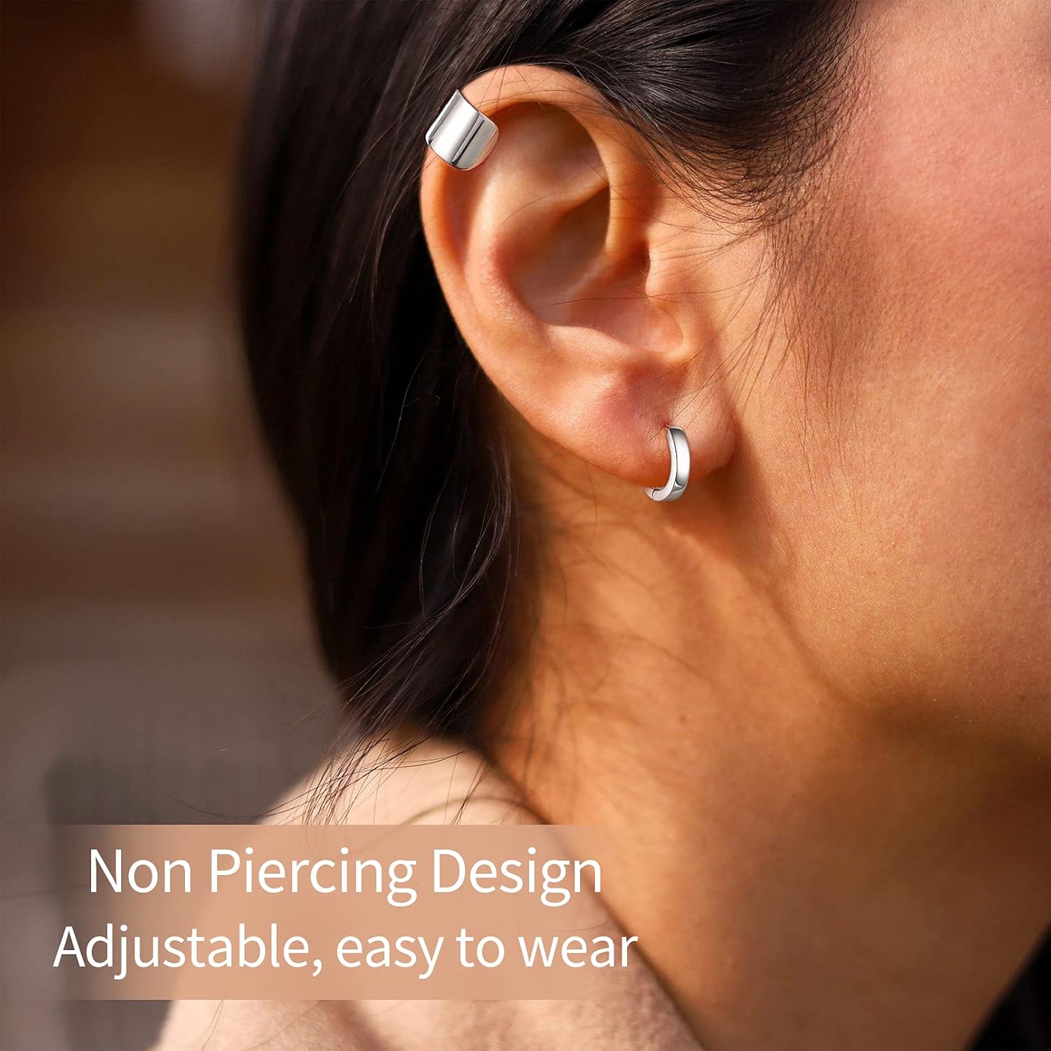 10mm Simple Cuff Non Piercing Clip on Cartilage Earrings