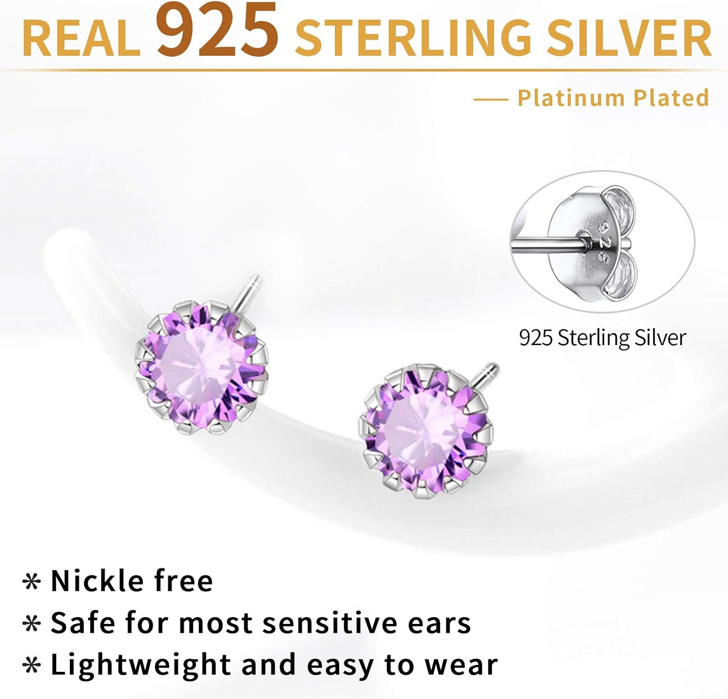 Round Cut Birthstone Stud Earrings for Ladies,  june birthstone, Alexandrite Jewelry, Gemini Birthstone, Cancer Birthstone, birthstone jewelry, gift idea