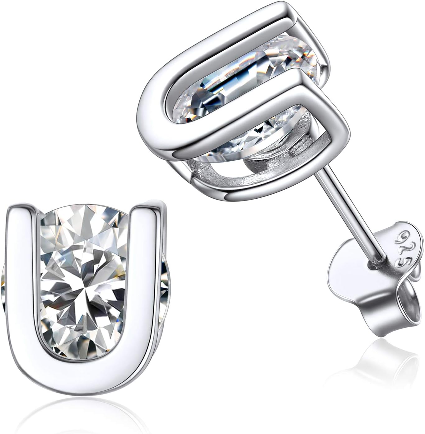 Dainty Initial & Cubic Zirconia Letter Stud Earrings