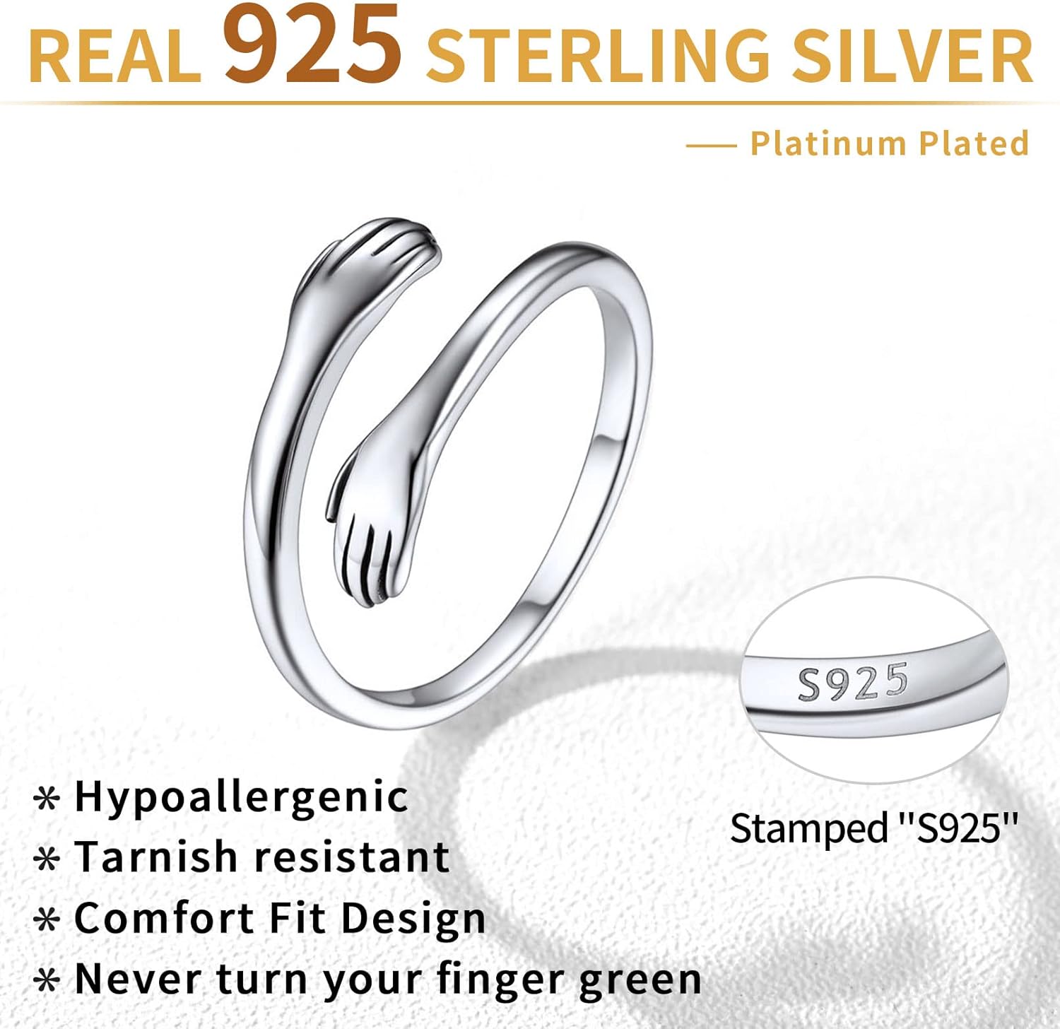 Minimalist Hug High Polish Adjustable Ring