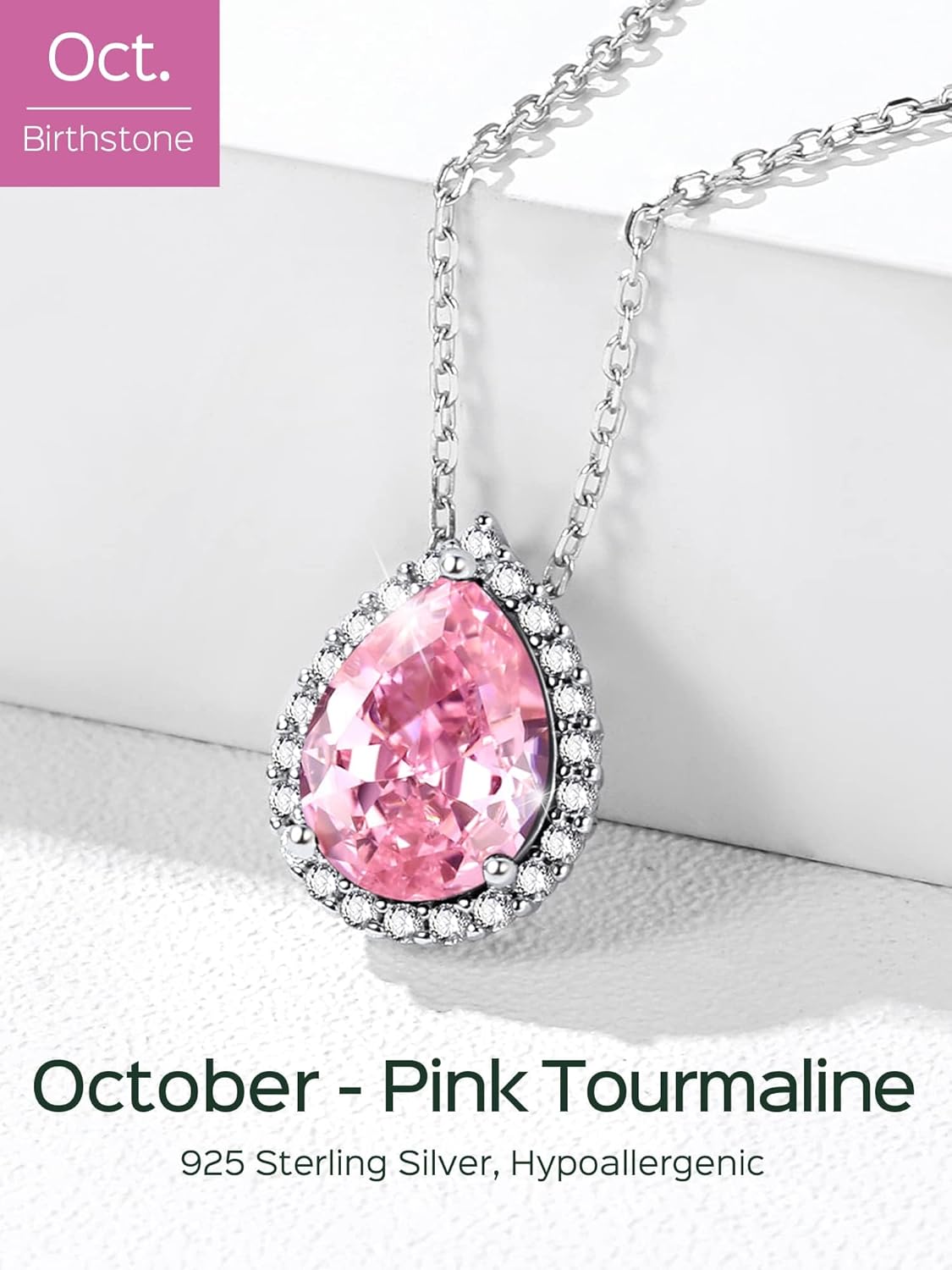 Pear Cut Teardrop Birthstone Diamond Necklace