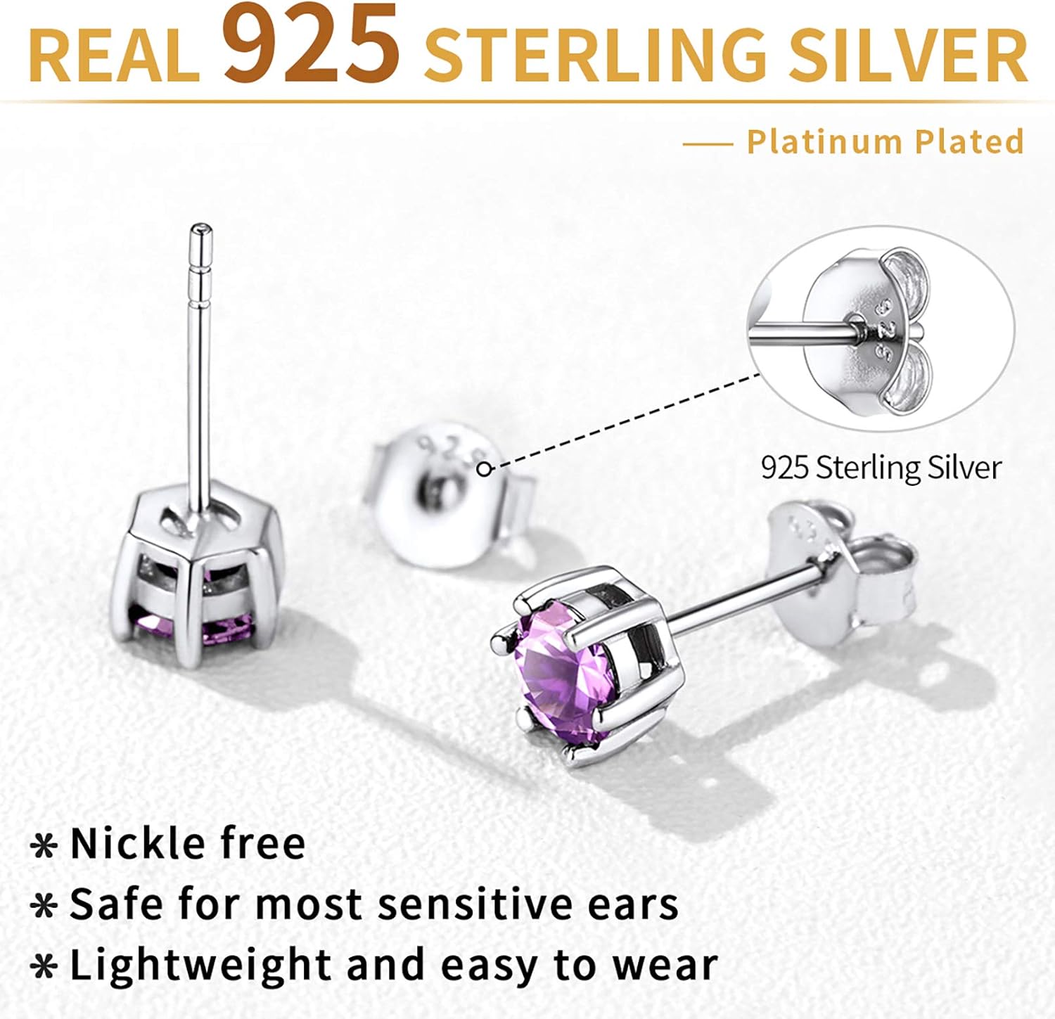 12 Months Sparkling Round Birthstone Halo Stud Earrings for women, june birthstone, Alexandrite Jewelry, Gemini Birthstone, Cancer Birthstone, birthstone jewelry, gift idea