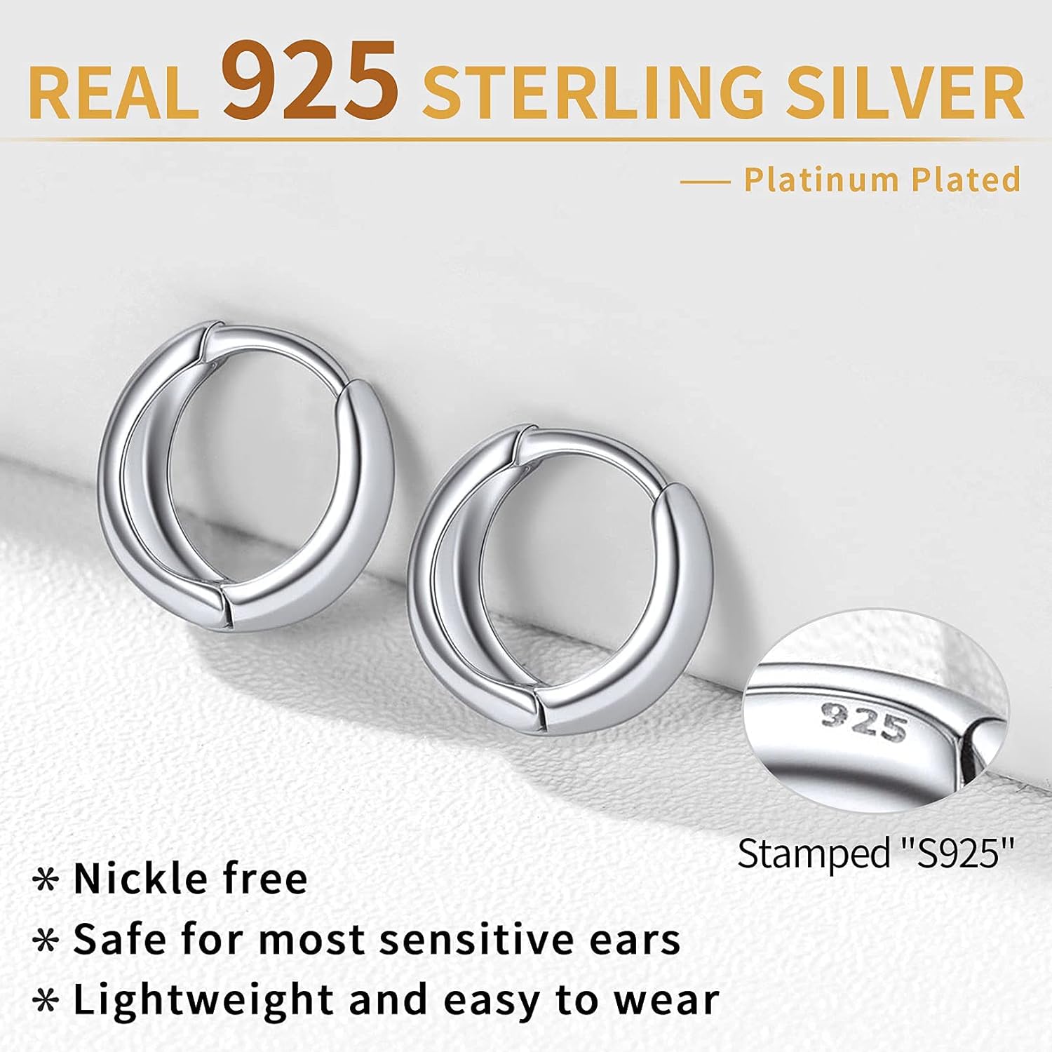 ChicSilver Sterling Silver Hypoallergenic Lightweight Small Chunky Hoop Earrings