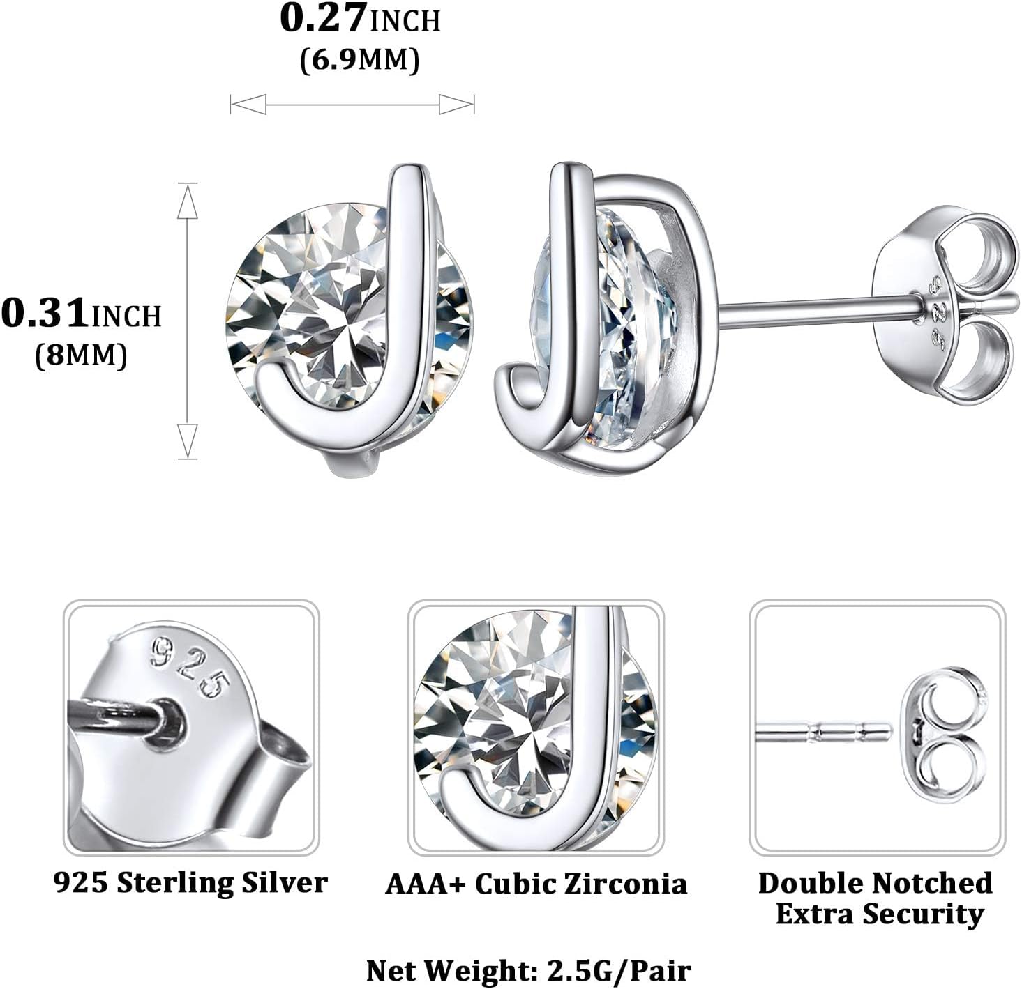 Dainty Initial & Cubic Zirconia Letter Stud Earrings