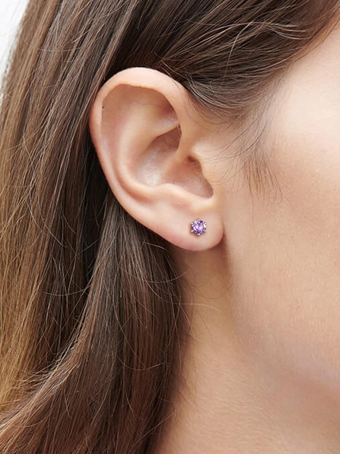 12 Months Sparkling Round Birthstone Halo Stud Earrings for women, june birthstone, Alexandrite Jewelry, Gemini Birthstone, Cancer Birthstone, birthstone jewelry, gift idea