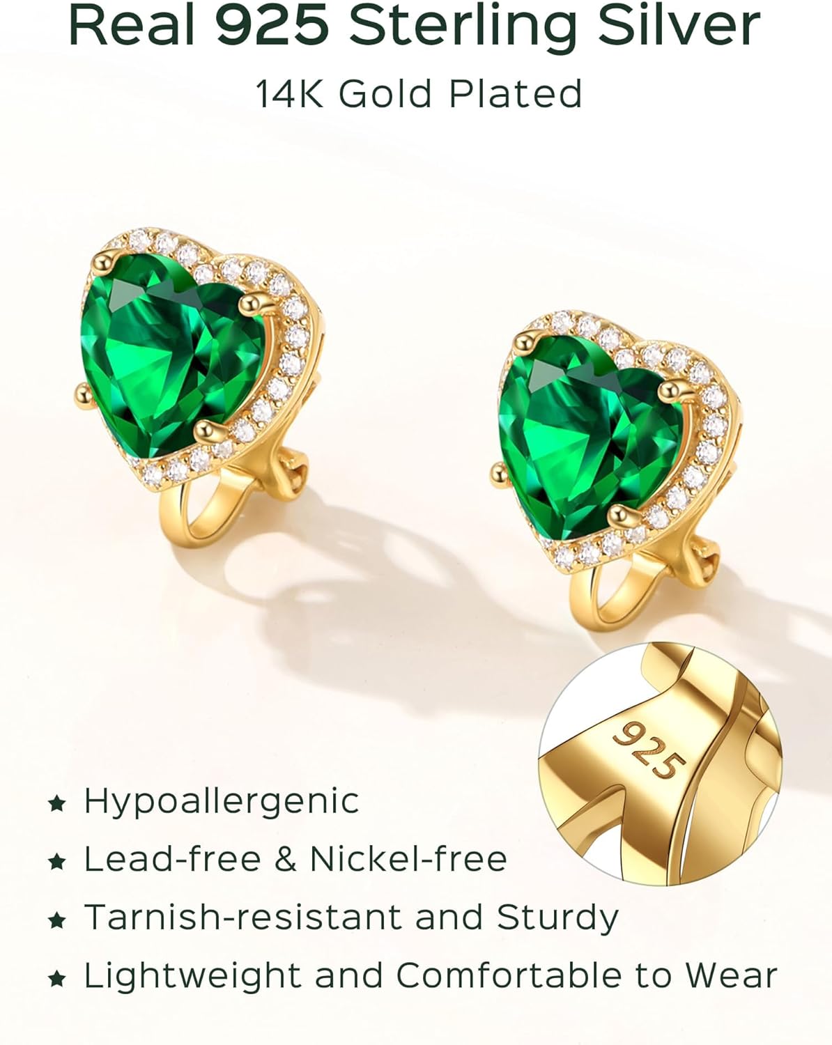 Sterling Silver Hypoallergenic Birthstone Clip On Earrings