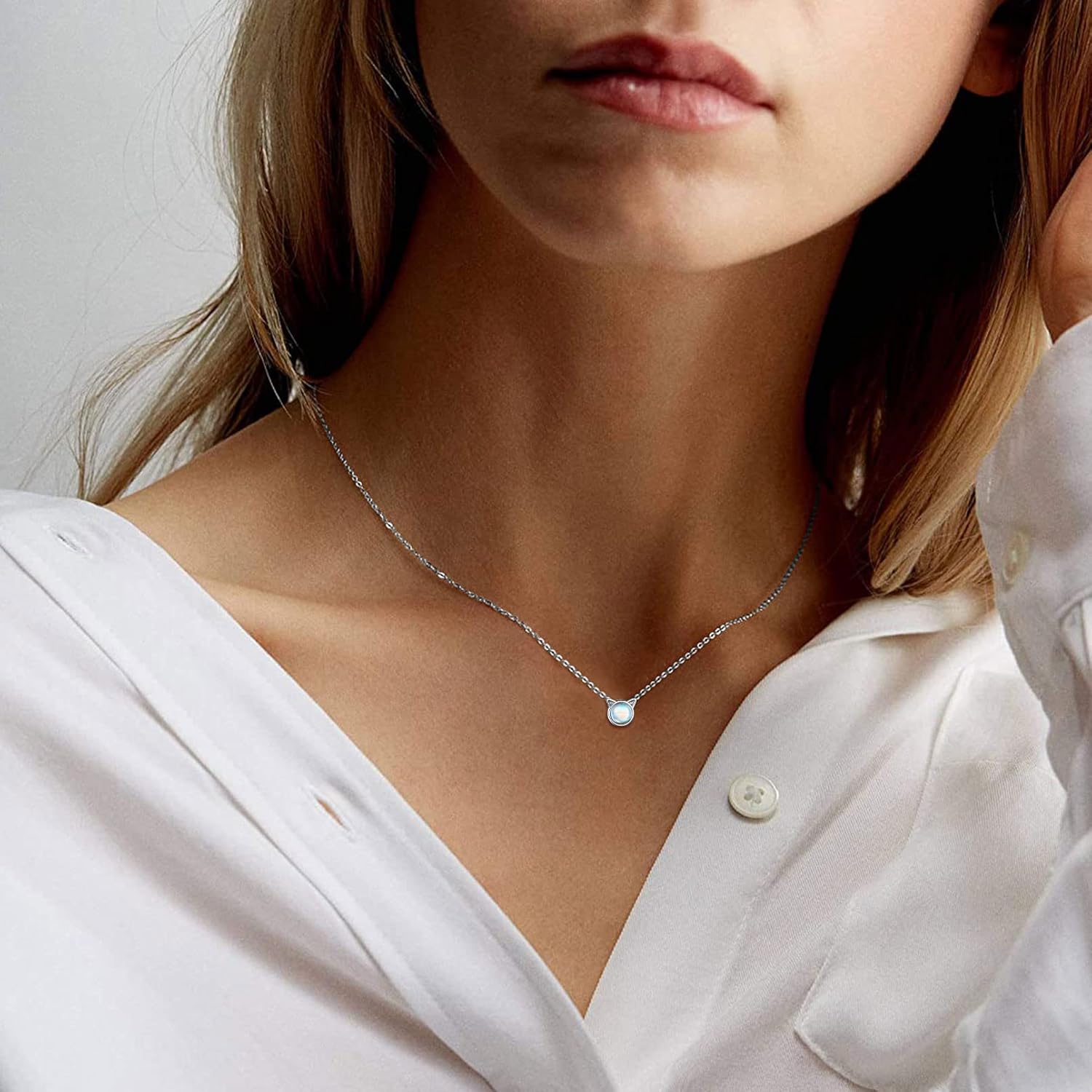 Cat Moonstone Birthstone Necklace for ladies