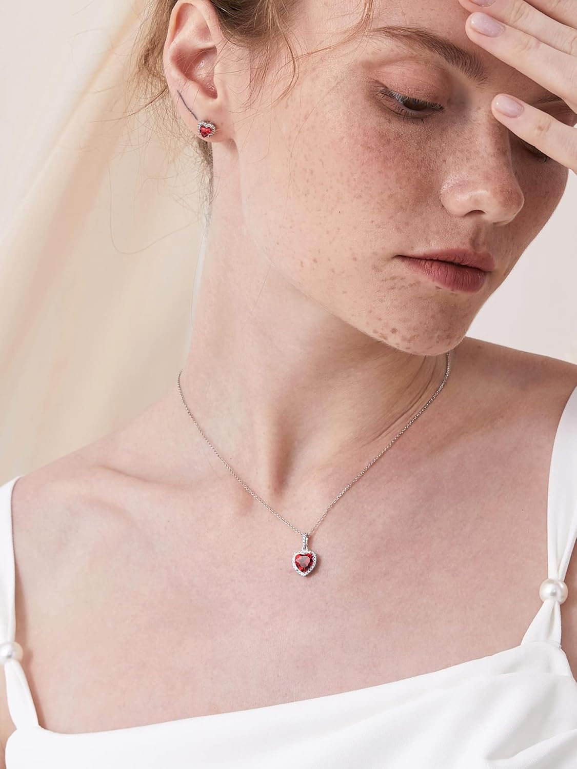 Heart Birthstone With Cubic Zirconia Necklace