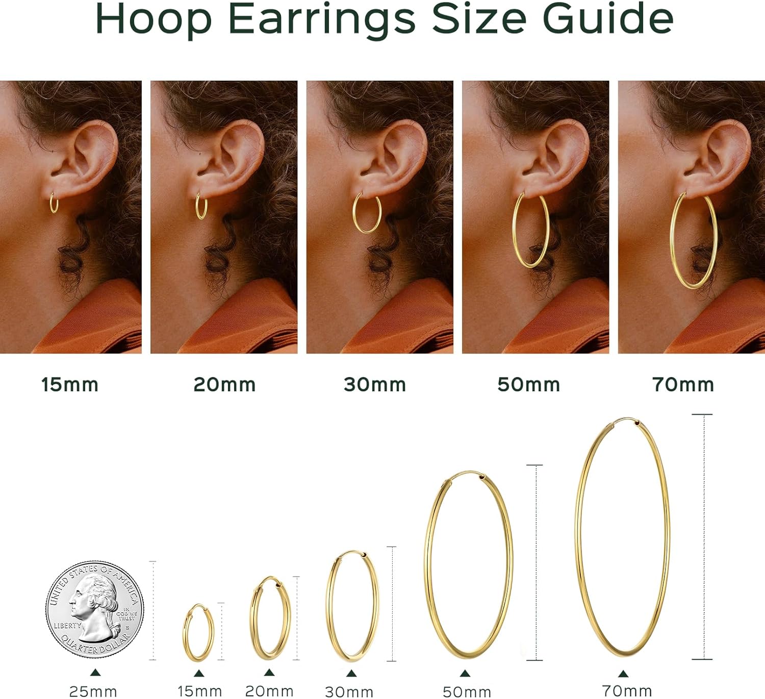 Gold Plated Small Circle Endless Huggie Hoop Earrings