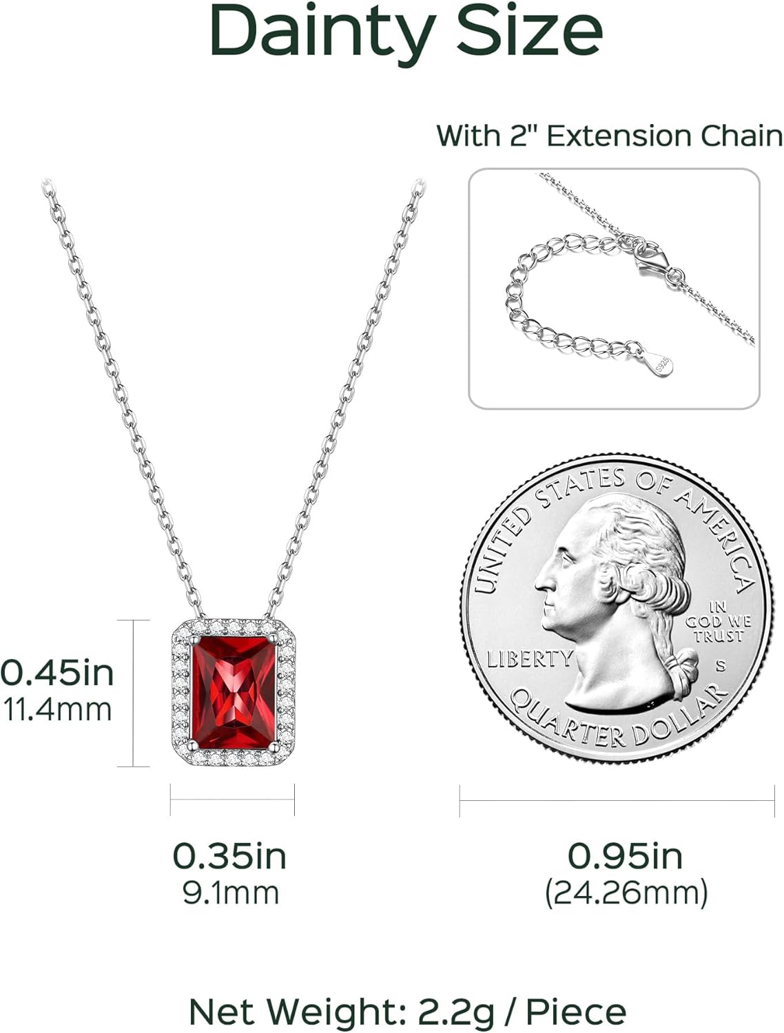 Square Emerald Cut Cubic Zirconia Halo Pendant Birthstone Necklace for Women,   jan birthstone, Garnet birthstone, Capricorn Birthstone, Aquarius Birthstone, sterling silver jewelry, gift idea