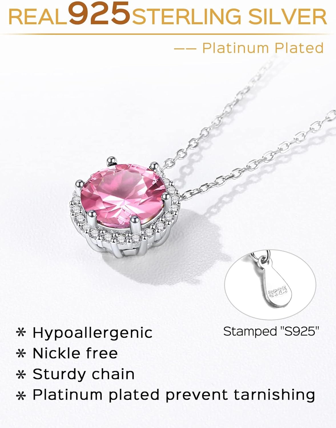 Round Cut Birthstone with Cubic Zirconia Necklace