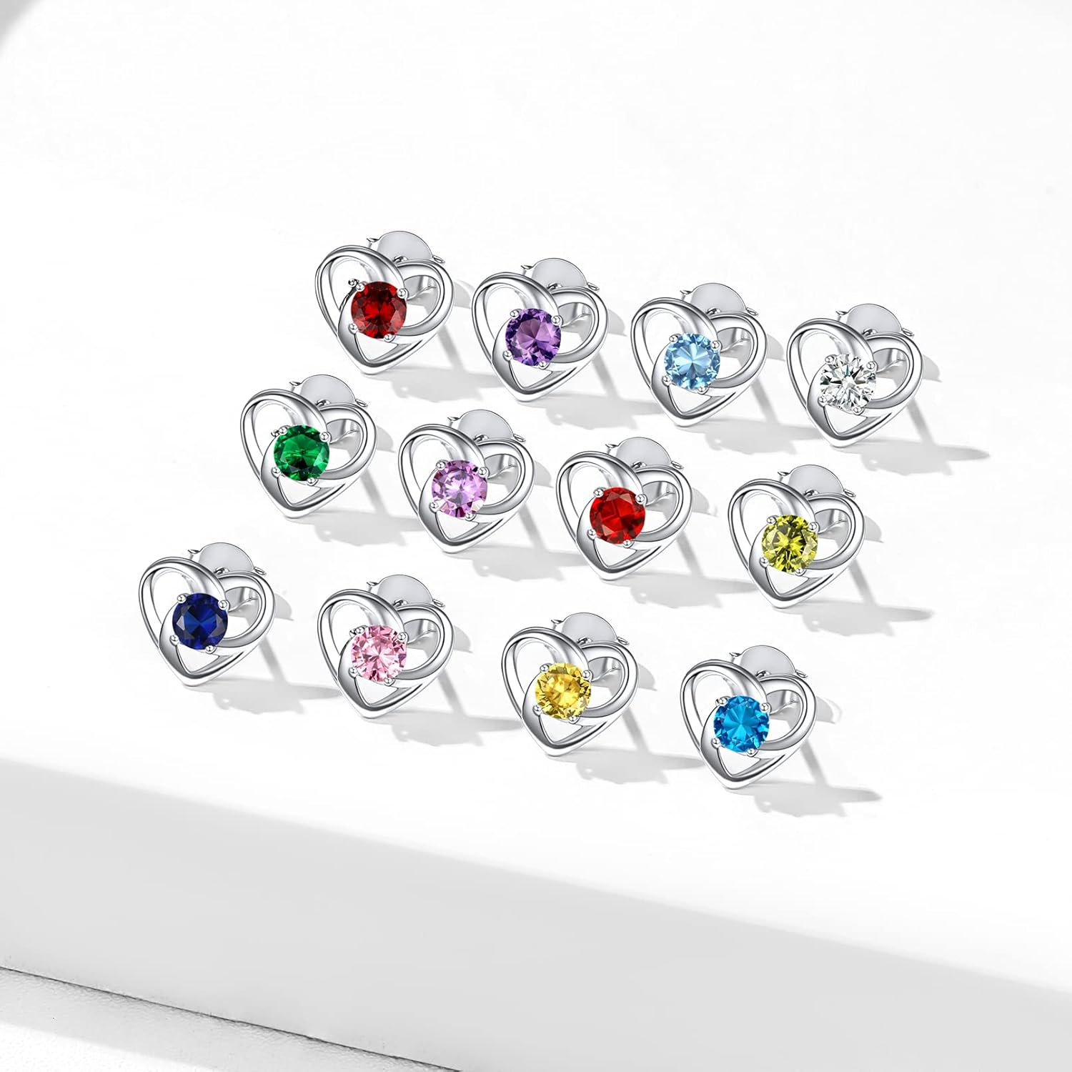 Celtic Knot Heart with Birthstone Earrings women, birthstone Earrings, sterling silver jewelry, gem jewelry, sterling silver jewelry, gift idea