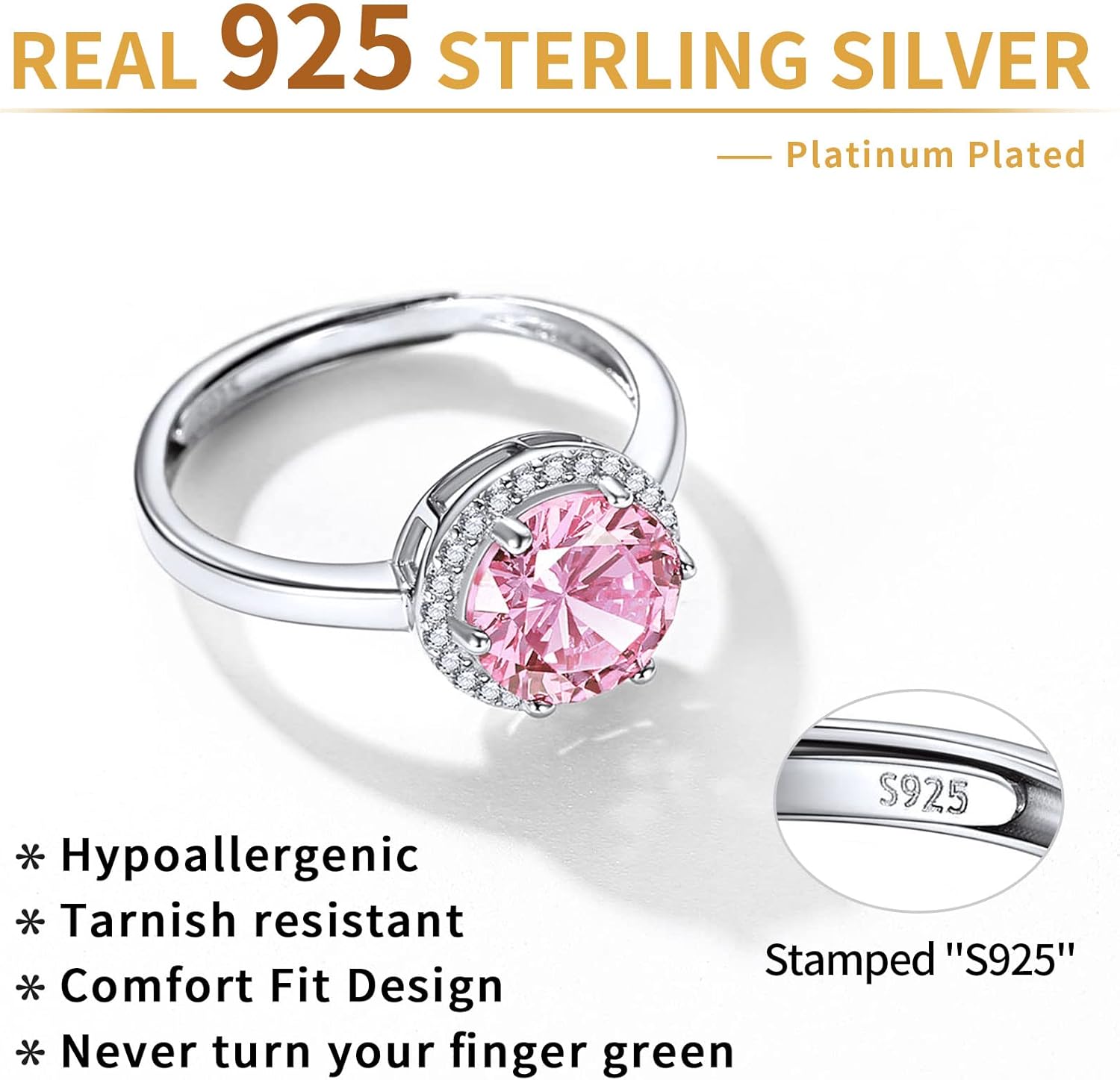 Sterling Silver Round Cut Birthstone Promise Ring