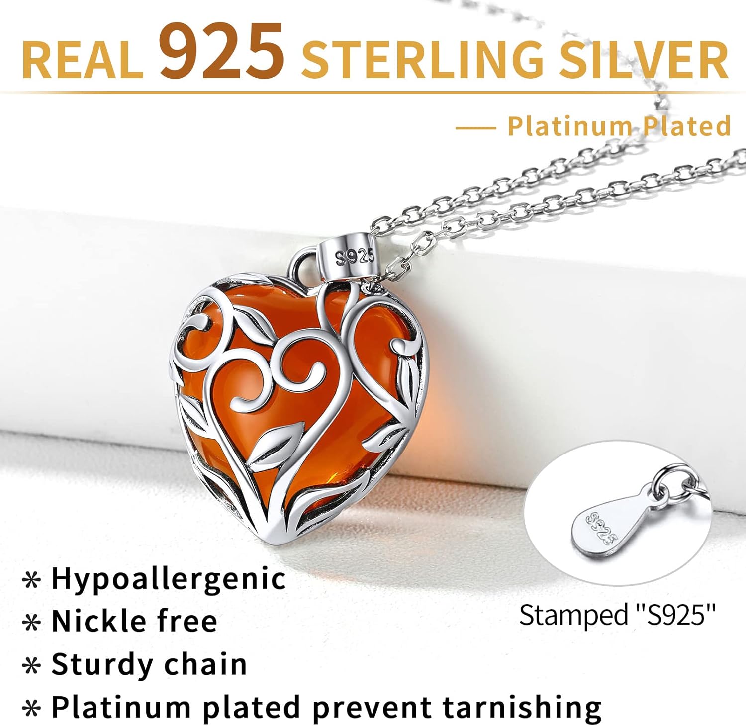 Sterling Silver Celtic Knot Heart Birthstones Necklace