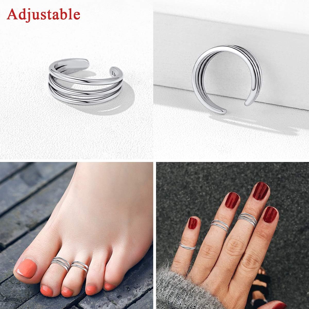 Minimalist Thin Band Open Toe Rings 
