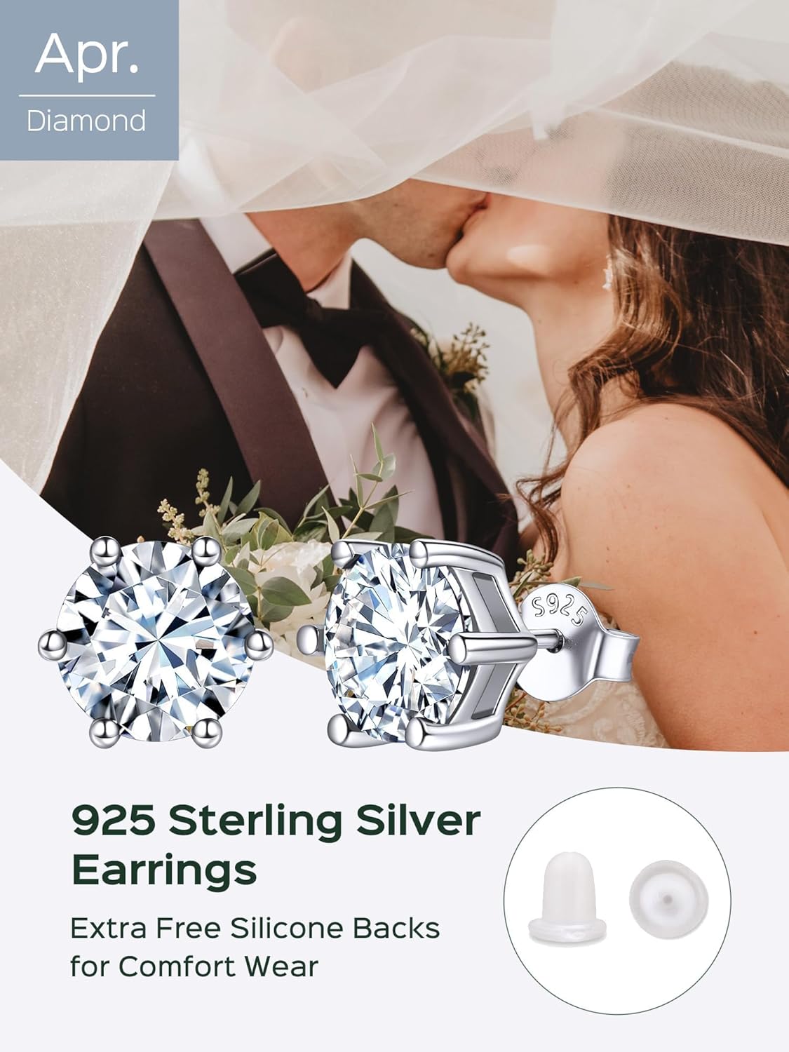 8.5mm Sparkling Round Cut Birthstone Halo Stud Earrings