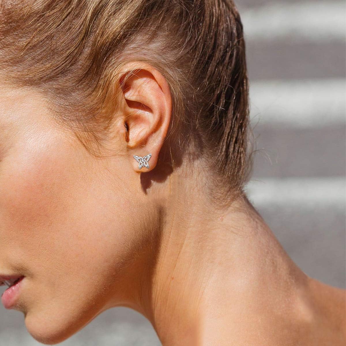 Good Luck Celtic Knot Butterfly Stud Earrings for Women