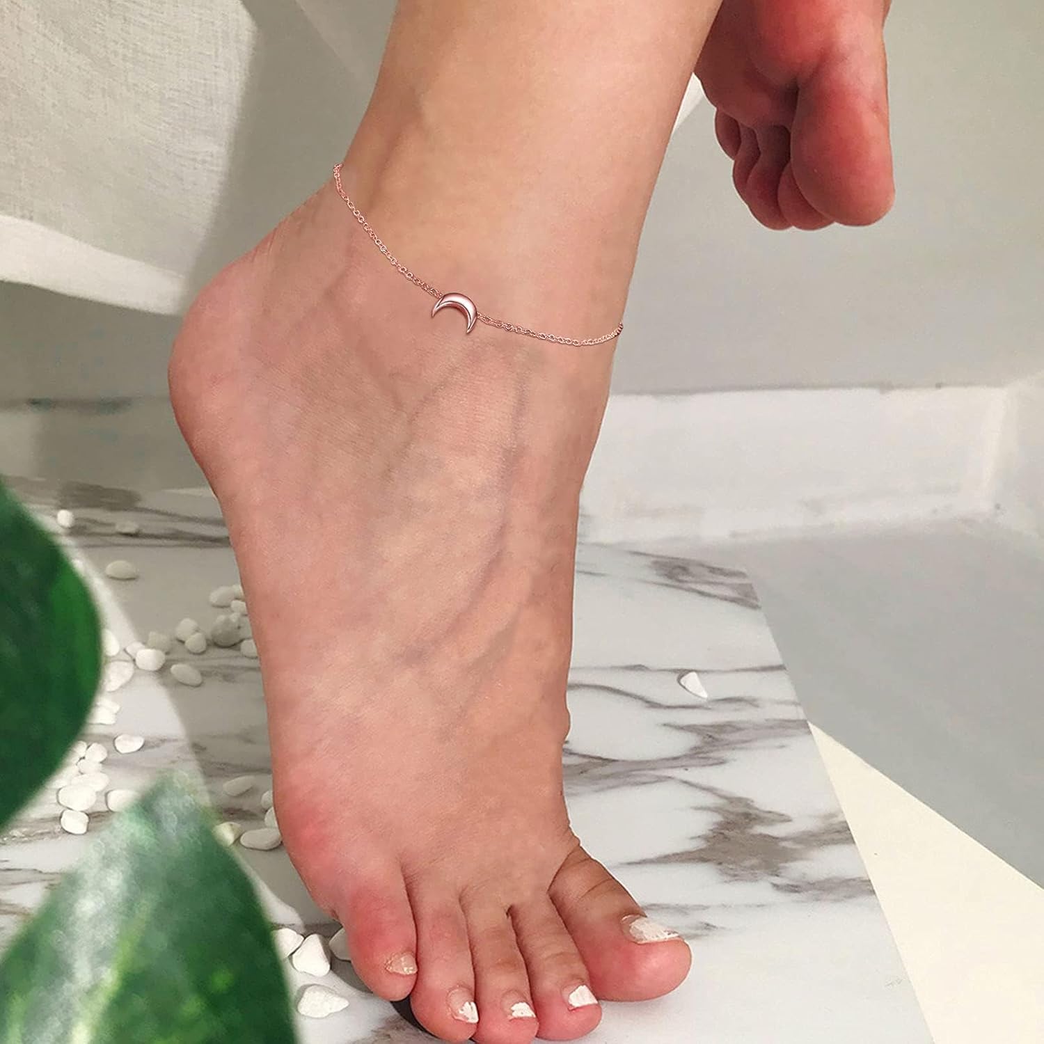 Dainty Small Moon Ankle for Women