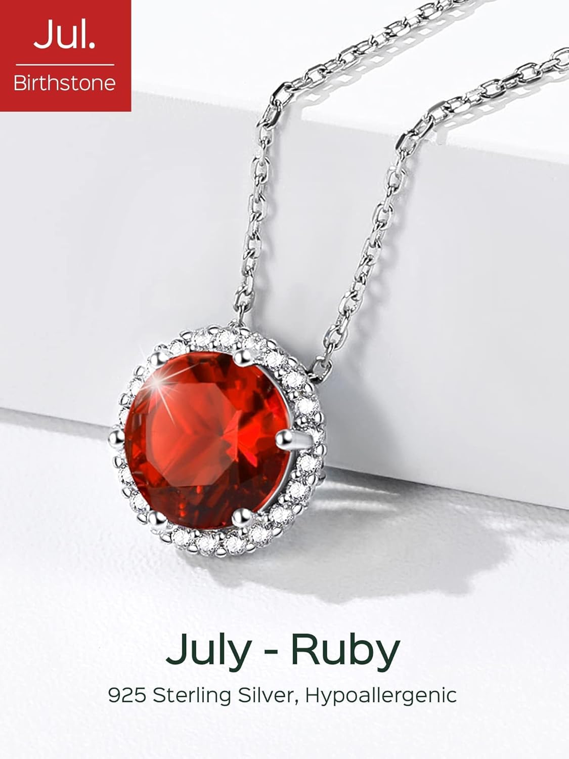 Round Cut Birthstone with Cubic Zirconia Necklace