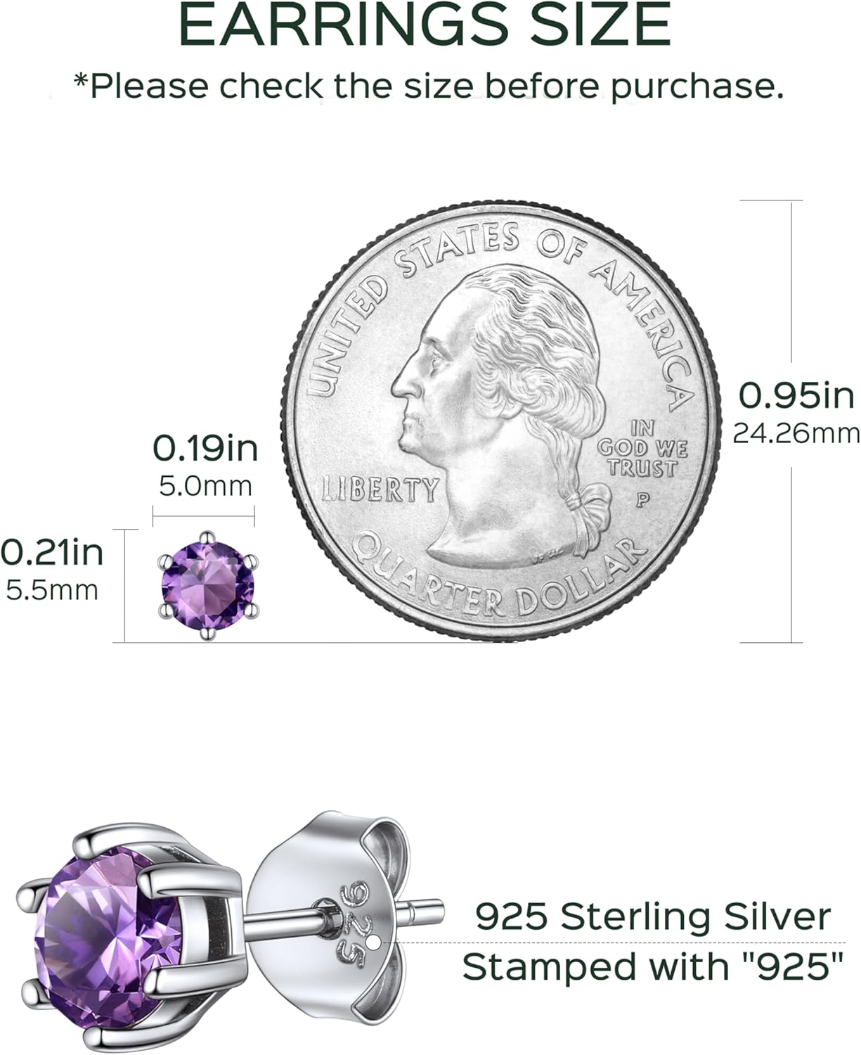 12 Months Sparkling Round Birthstone Halo Stud Earrings,February birthstone, Amethyst Jewelry, Pisces Birthstone, Aquarius Birthstone, sterling silver earrings, gift idea