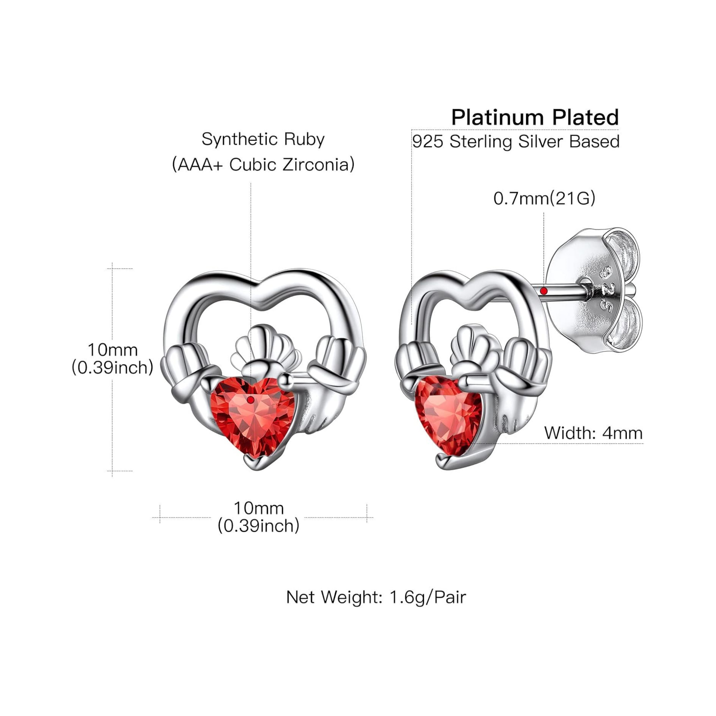 Dainty Claddagh Celtic Heart Stud Earrings