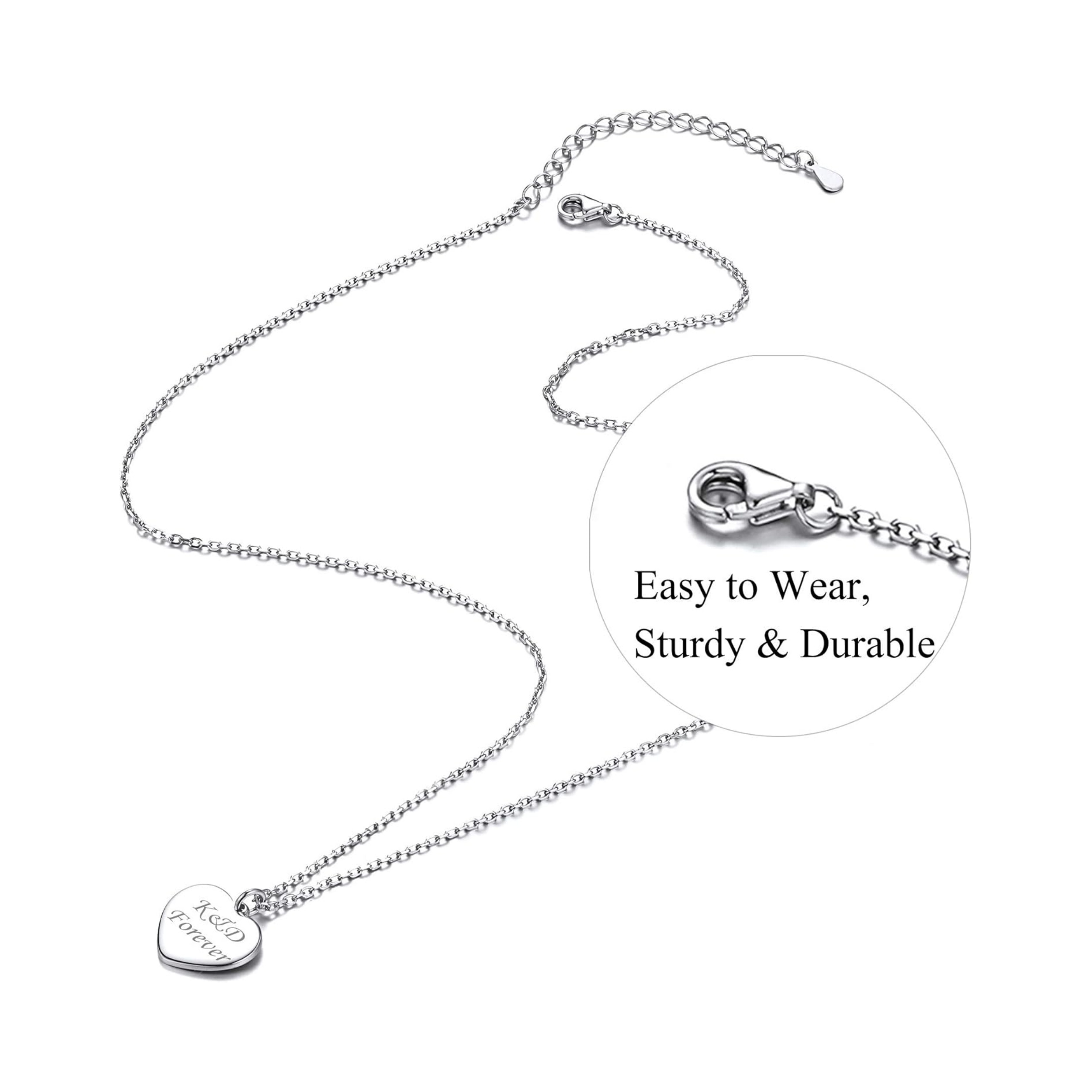 Minimalist Custom Heart Disc Necklace  with Text Engravable 