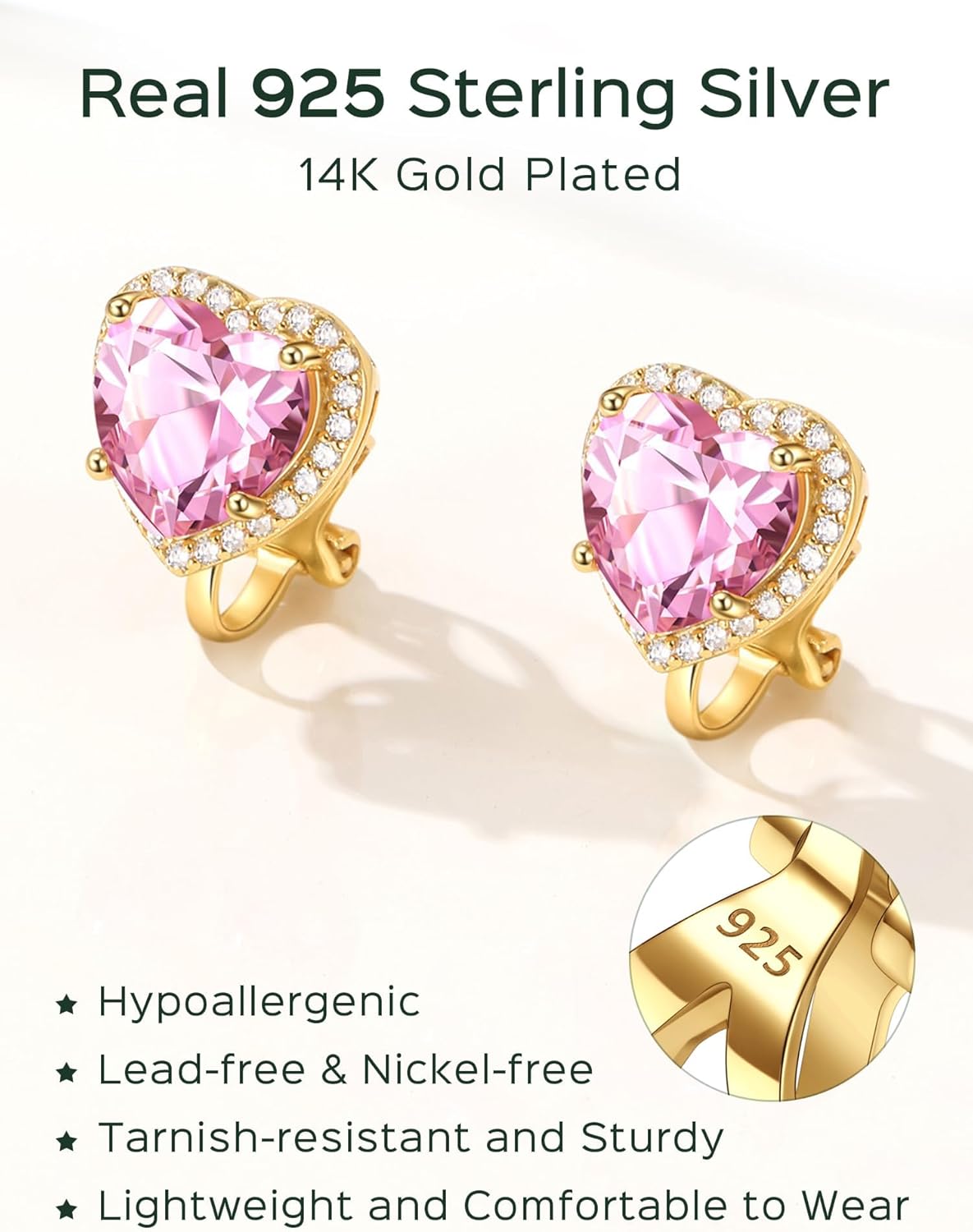 Sterling Silver Hypoallergenic Birthstone Clip On Earrings