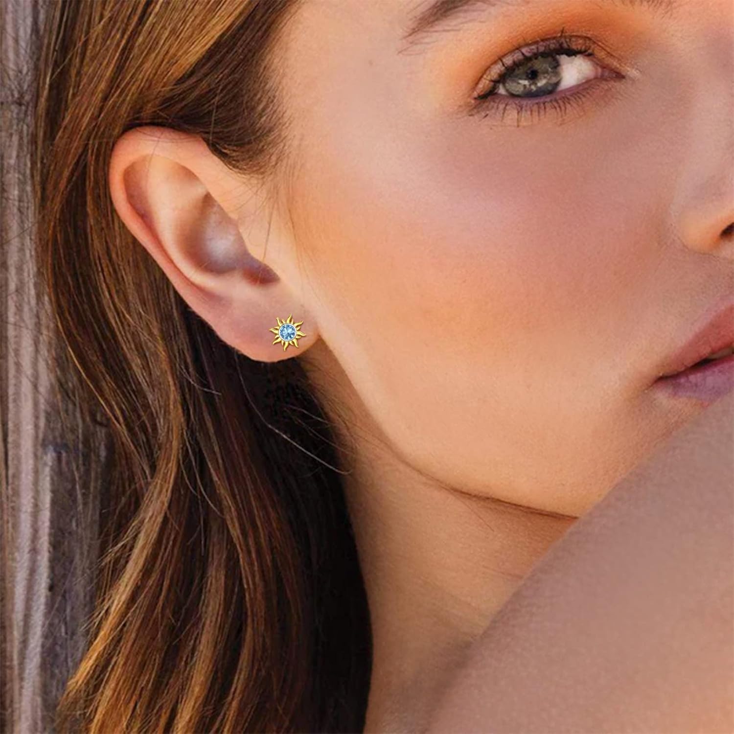 Hypoallergenic Sun Birthstone Earrings for Women, march birthstone, Aquamarine Earrings, Pisces Birthstone, Aries Birthstone, sterling silver jewelry, gift idea