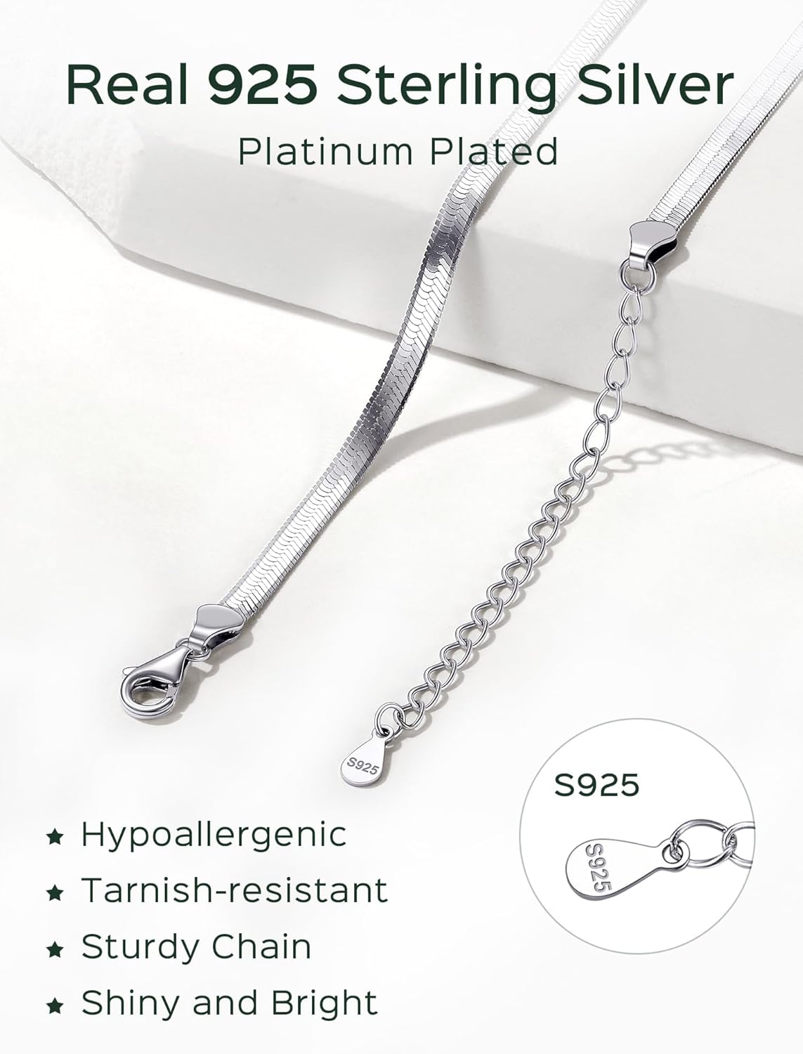 Sterling Silver 3mm wide Snake Chain Anklets