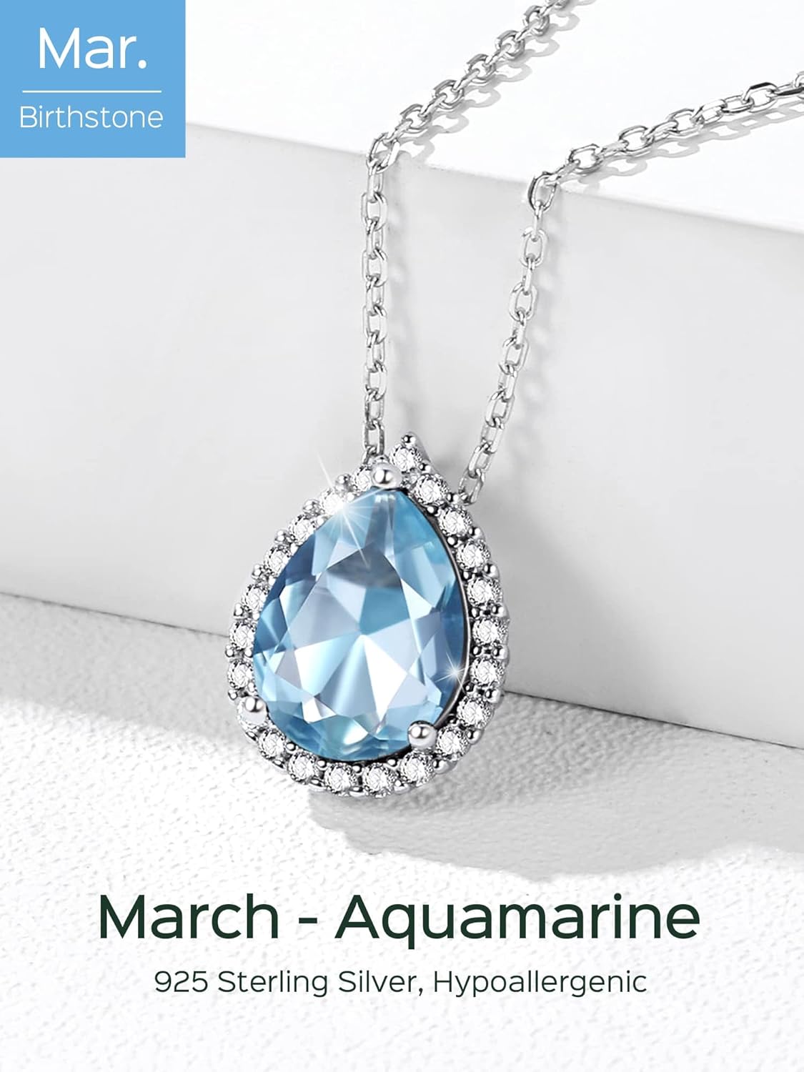 Pear Cut Teardrop Birthstone Diamond Necklace