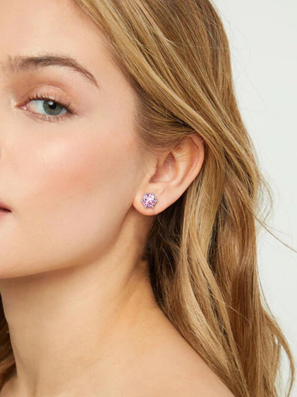 8.5mm Sparkling Round Cut Birthstone Halo Stud Earrings for Women