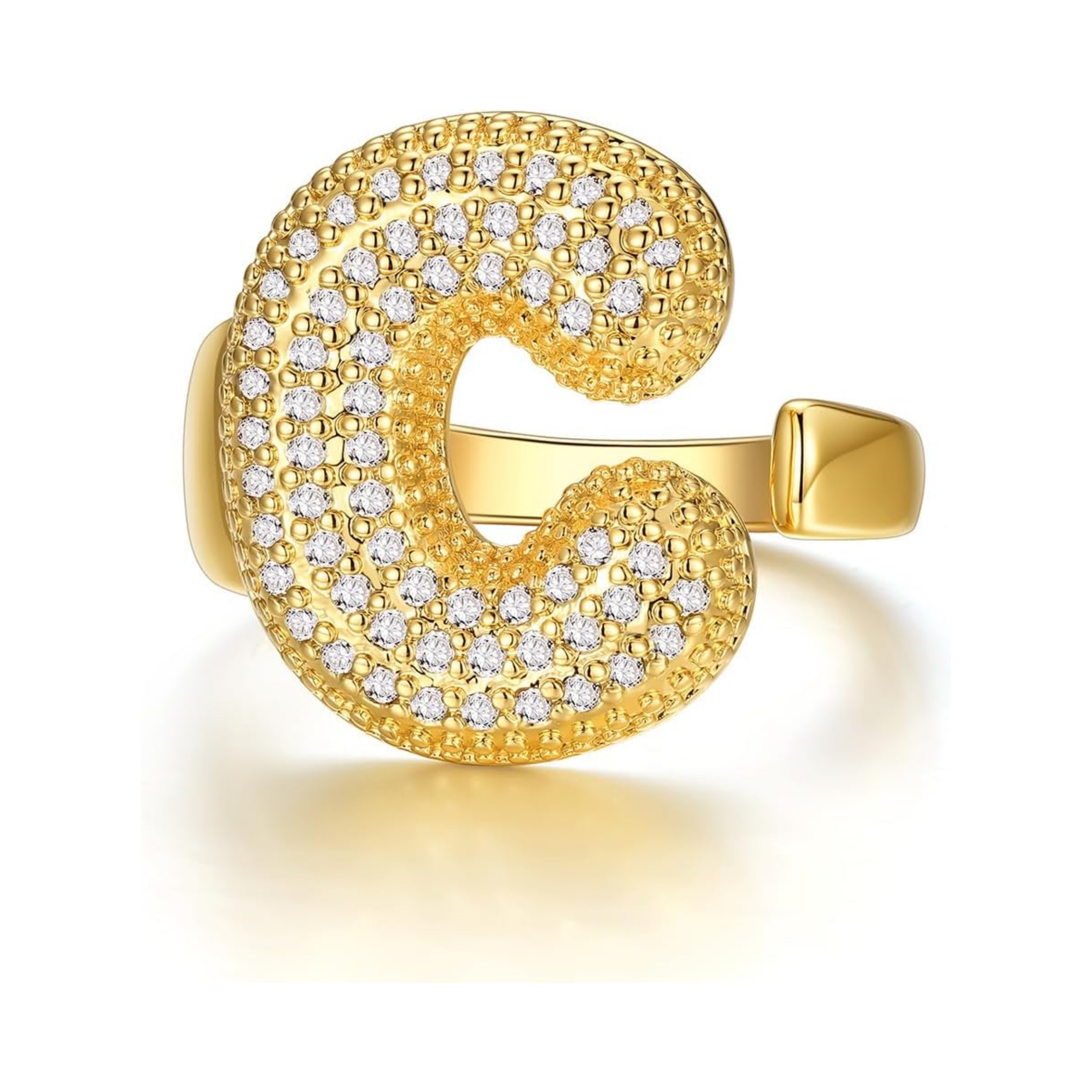 14k Chunky Gold Initial Statement Rings 