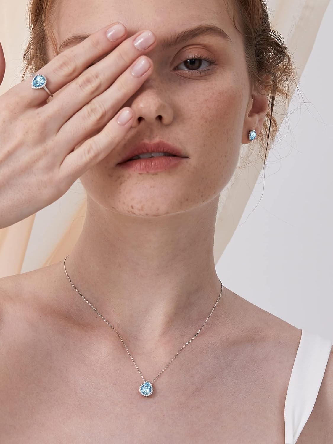 Pear Cut Teardrop Birthstone Diamond Necklace for Women