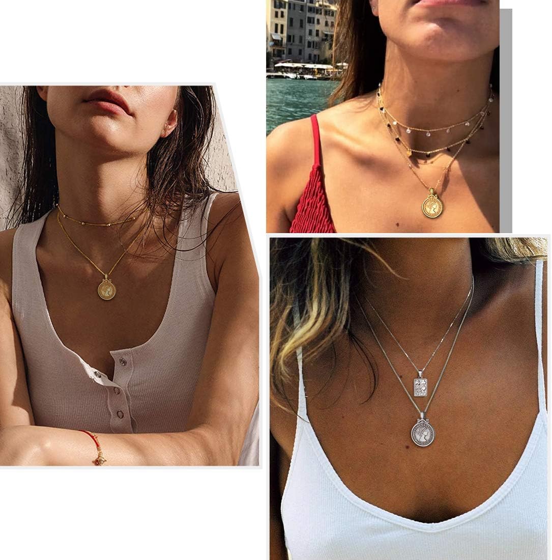 Elizabeth British Lucky Sixpence Coin Vintage Round Medallion Necklace for Women