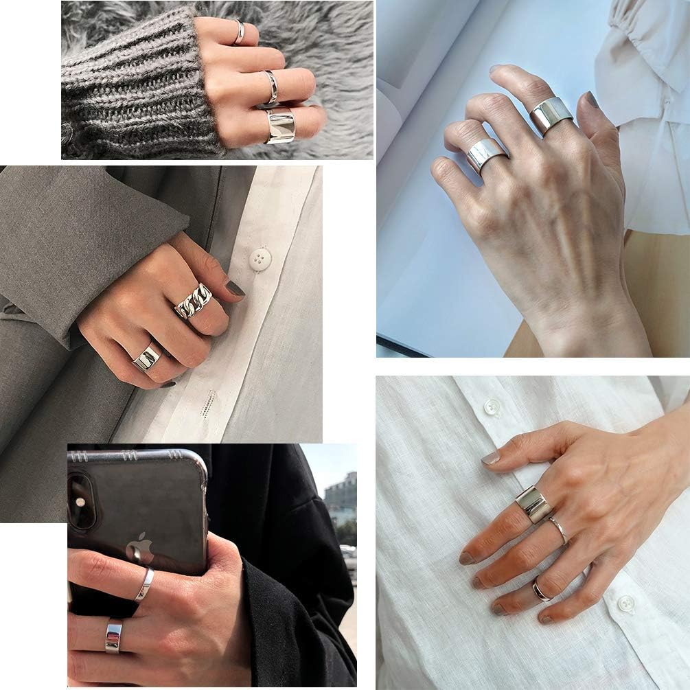 High Polished Plain Brushed Dome Adjustable Flat Wide Cuff Ring for Women