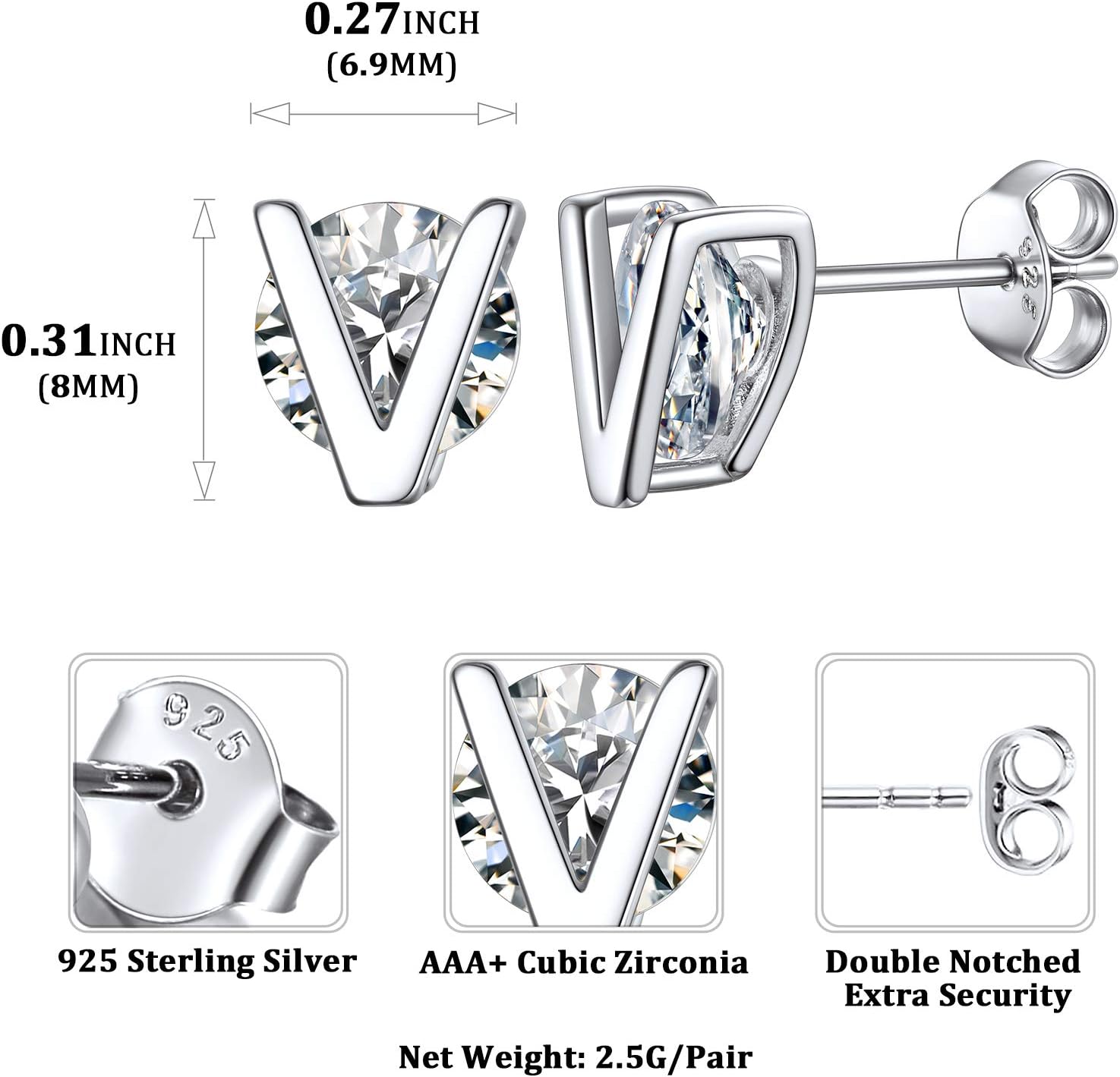 Dainty Initial & Cubic Zirconia Letter Stud Earrings