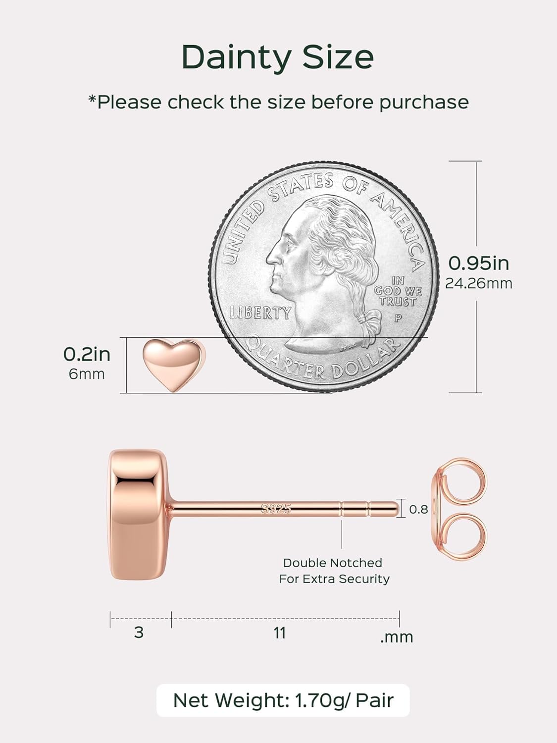 Classic 7mm Heart Stud Earrings for Women and Men,  silver jewelry, gift idea, Sterling silver earrings