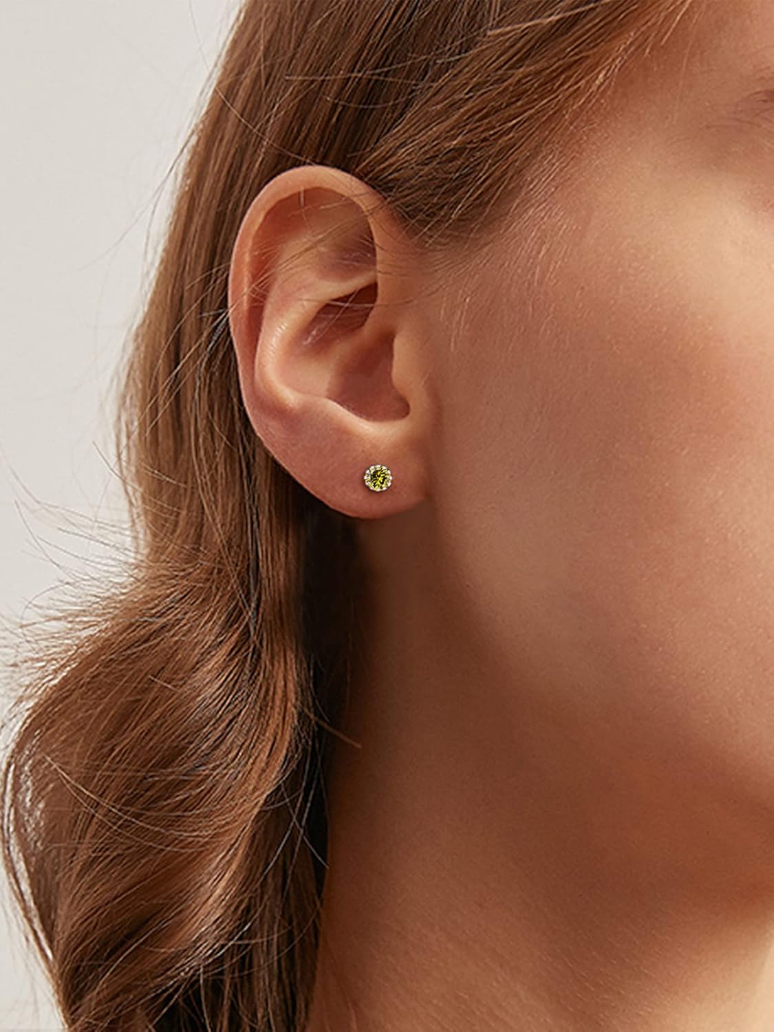 Round Cut Birthstone Stud Earrings for Ladies,  august birthstone, Peridot Earrings, Leo Birthstone, Virgo Birthstone, sterling silver jewelry, gift idea