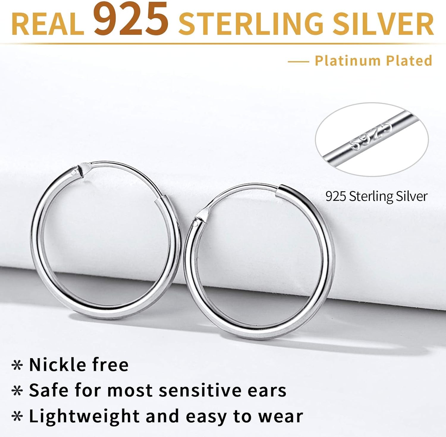Sterling Silver Lightweight Endless Hoop Earring