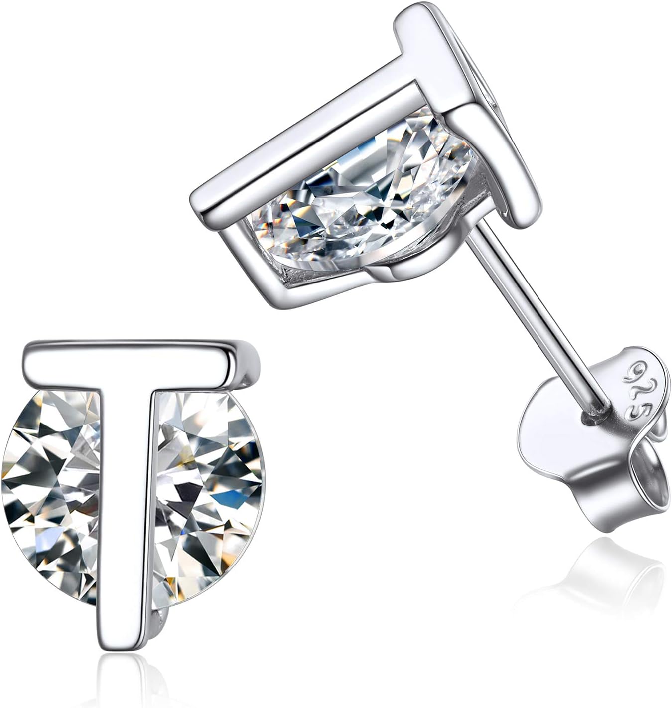 Dainty Initial & Cubic Zirconia Letter Stud Earrings