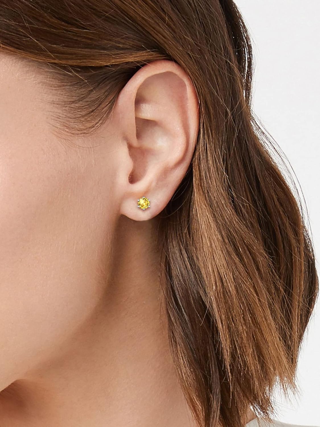 12 Months Sparkling Round Birthstone Halo Stud Earrings for women, november birthstone, Citrine Jewelry, Scorpio Birthstone, Sagittarius Birthstone, sterling silver jewlery, memorial gift, gift idea