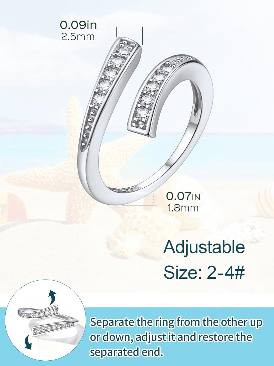 Shift-Square Adjustable Open Toe Rings