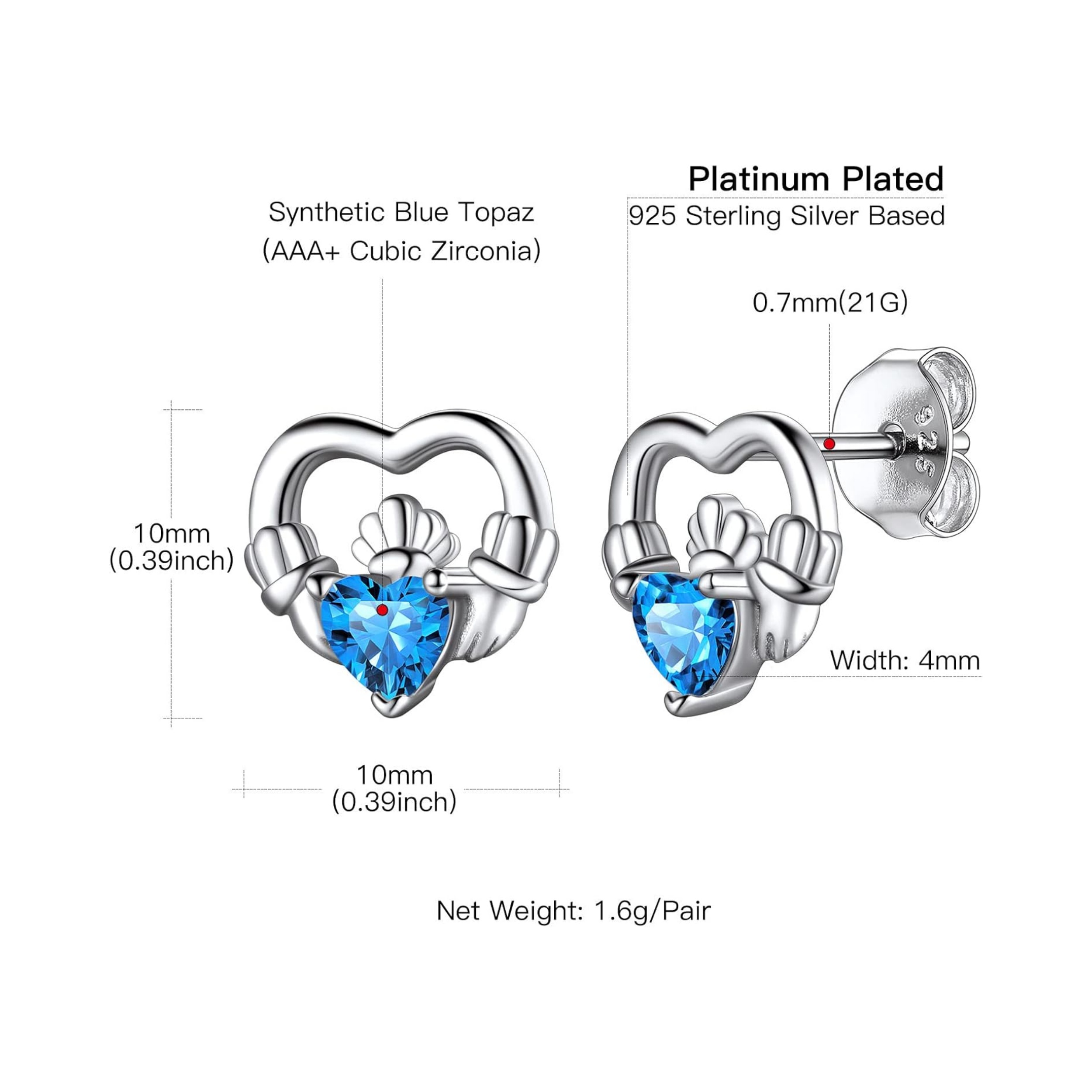 Dainty Claddagh Celtic Heart Stud Earrings