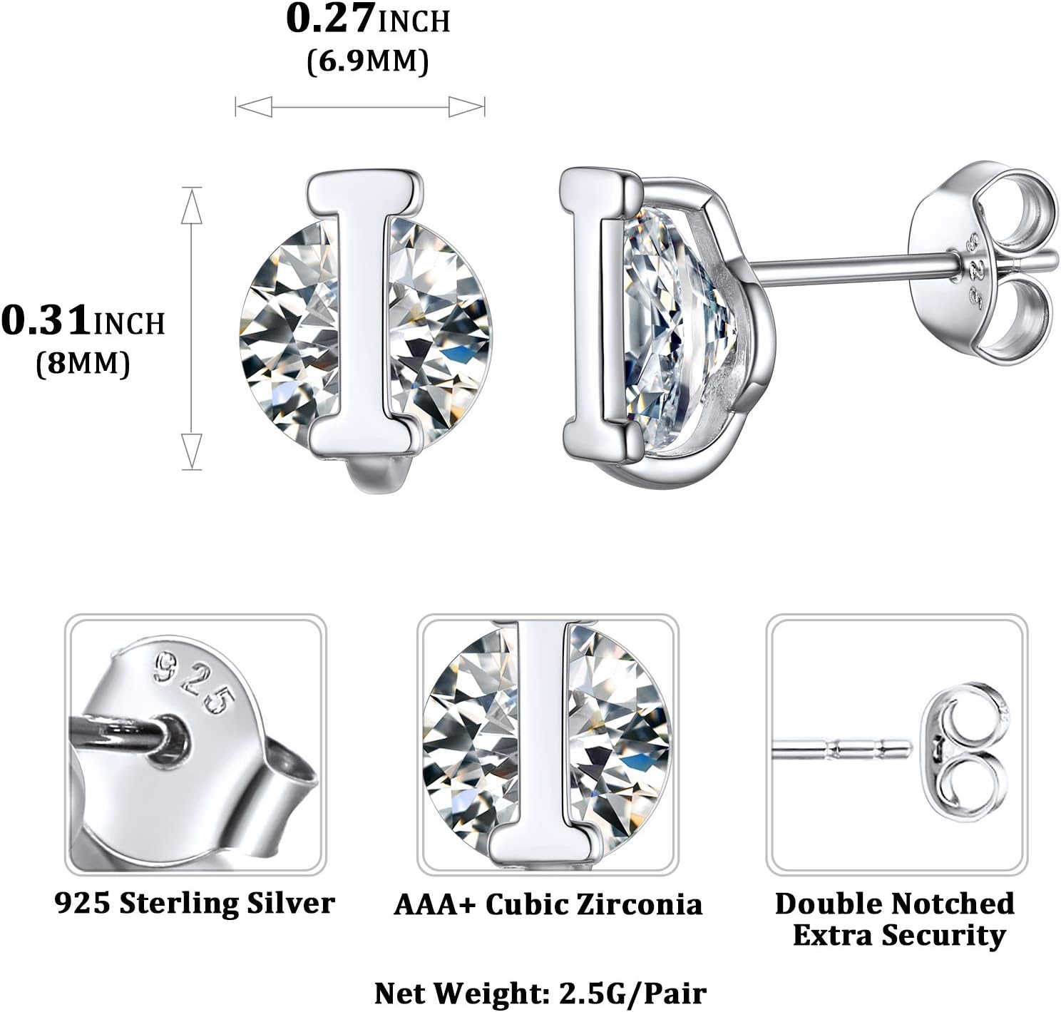 Dainty Initial & Cubic Zirconia Letter Stud Earrings