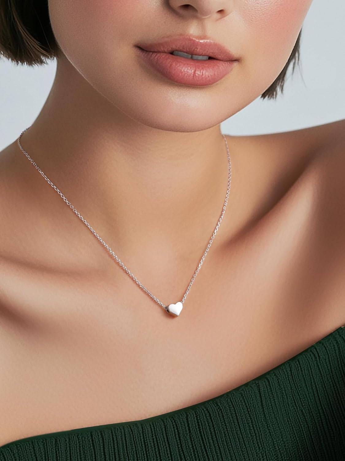 Hot Personalized Dainty Small Heart Necklace, silver jewelry, gift idea, heart jewelry