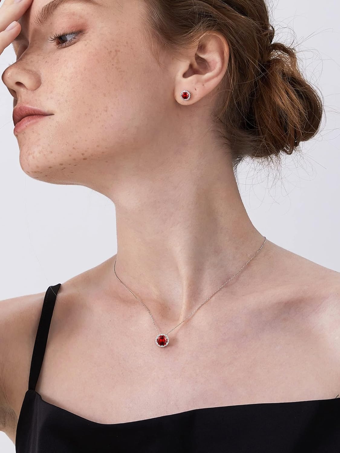 Round Cut Birthstone with Cubic Zirconia Necklace